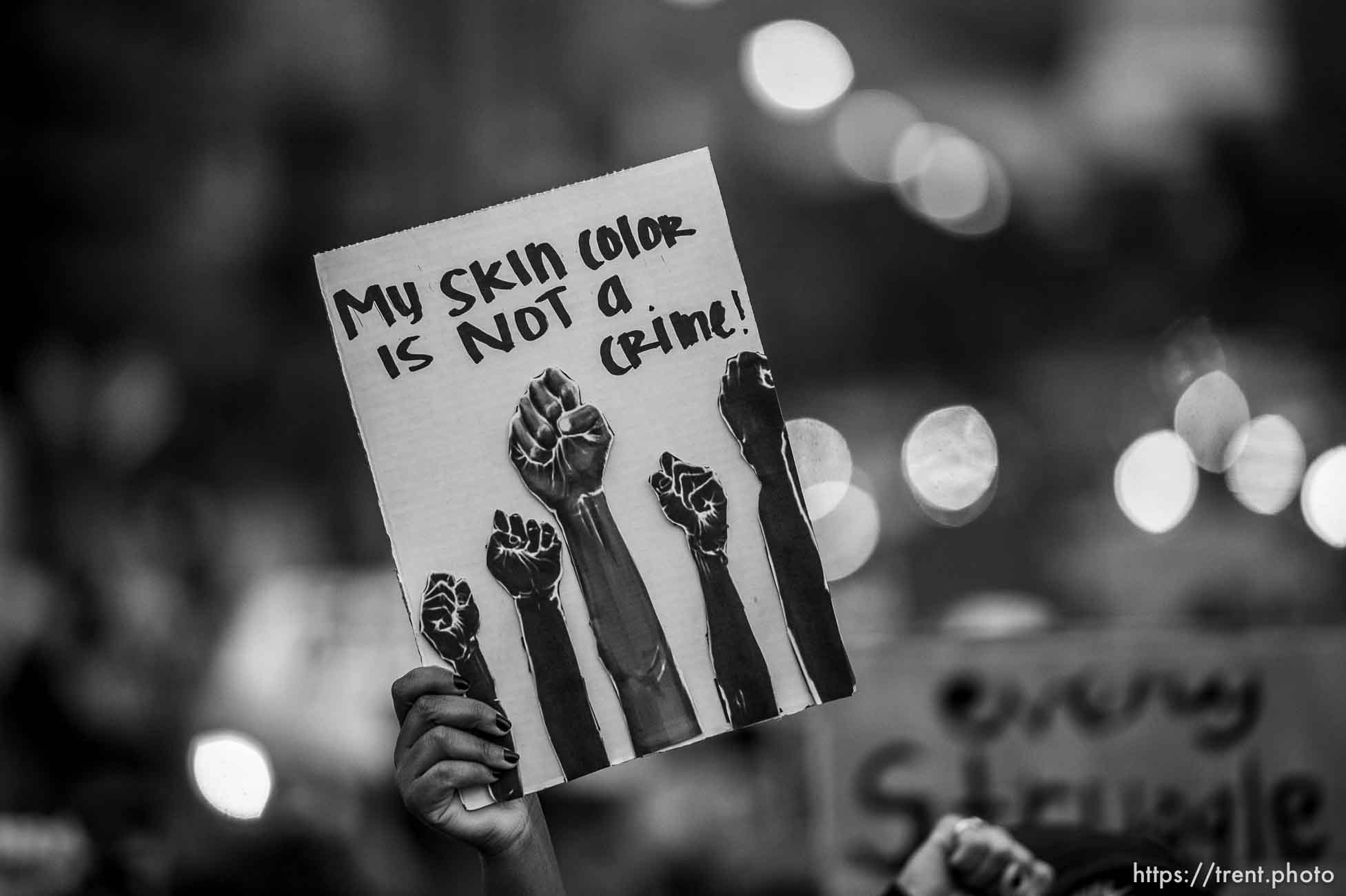 (Trent Nelson  |  The Salt Lake Tribune) Protesters march against police brutality in Salt Lake City on Sunday, June 7, 2020.