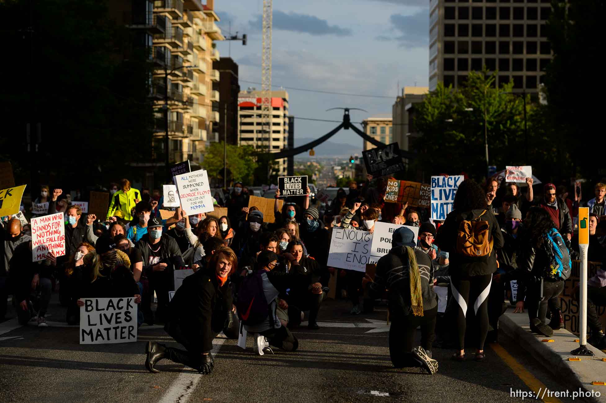 (Trent Nelson  |  The Salt Lake Tribune) Protesters march against police brutality in Salt Lake City on Sunday, June 7, 2020.