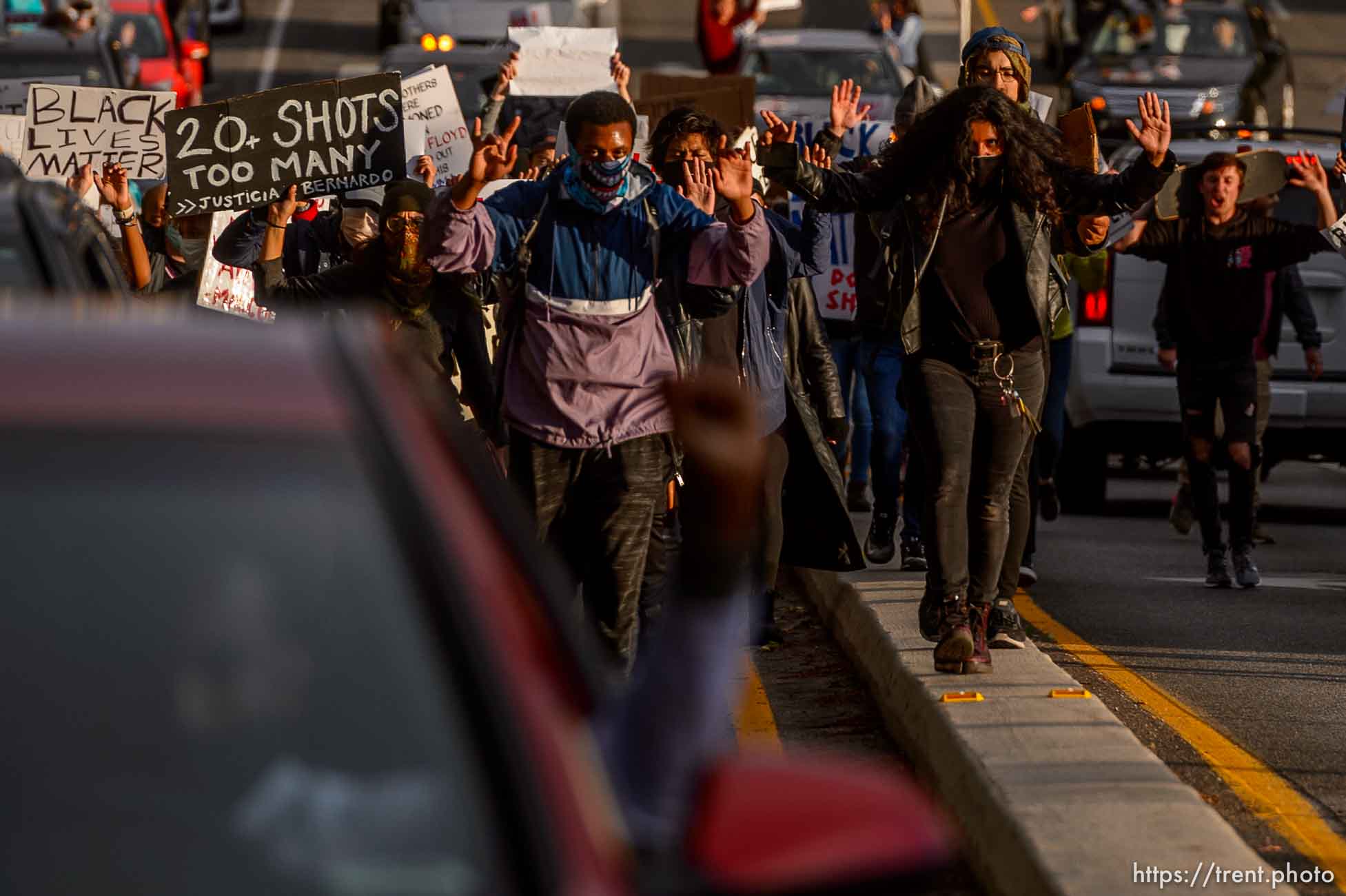 (Trent Nelson  |  The Salt Lake Tribune) Protesters march against police brutality in Salt Lake City on Sunday, June 7, 2020.