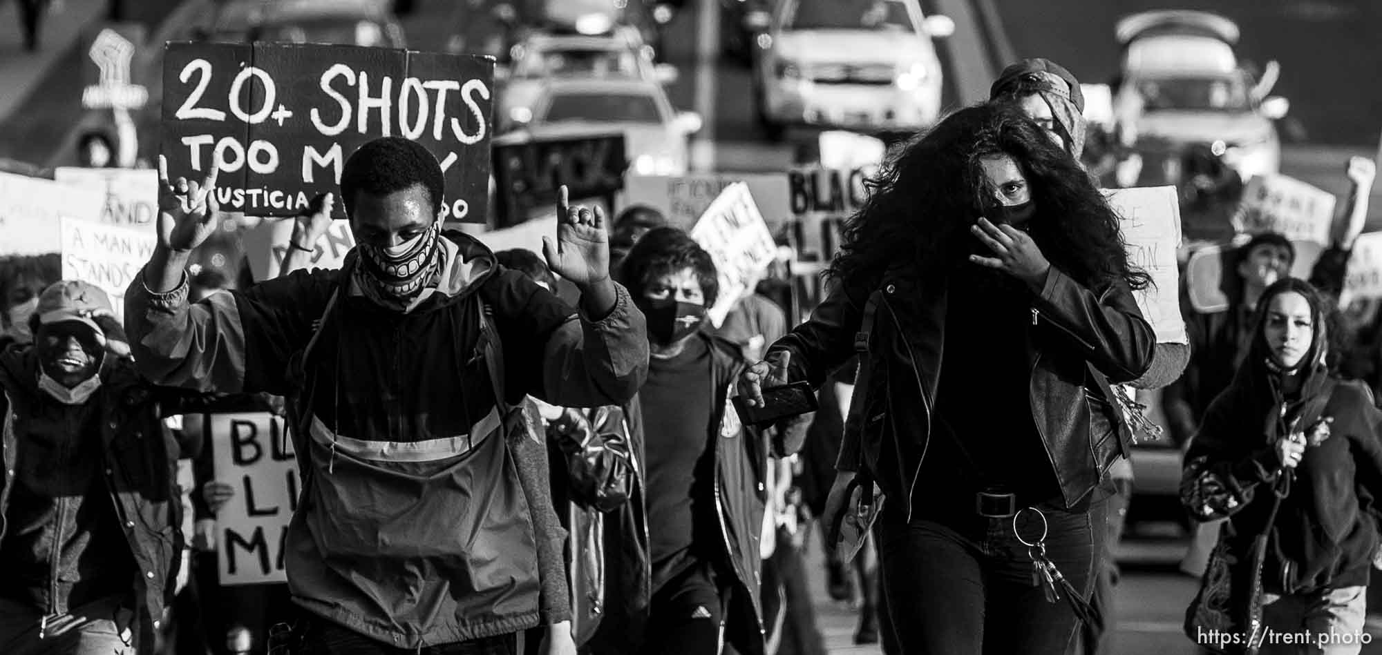 (Trent Nelson  |  The Salt Lake Tribune) Protesters march against police brutality in Salt Lake City on Sunday, June 7, 2020.