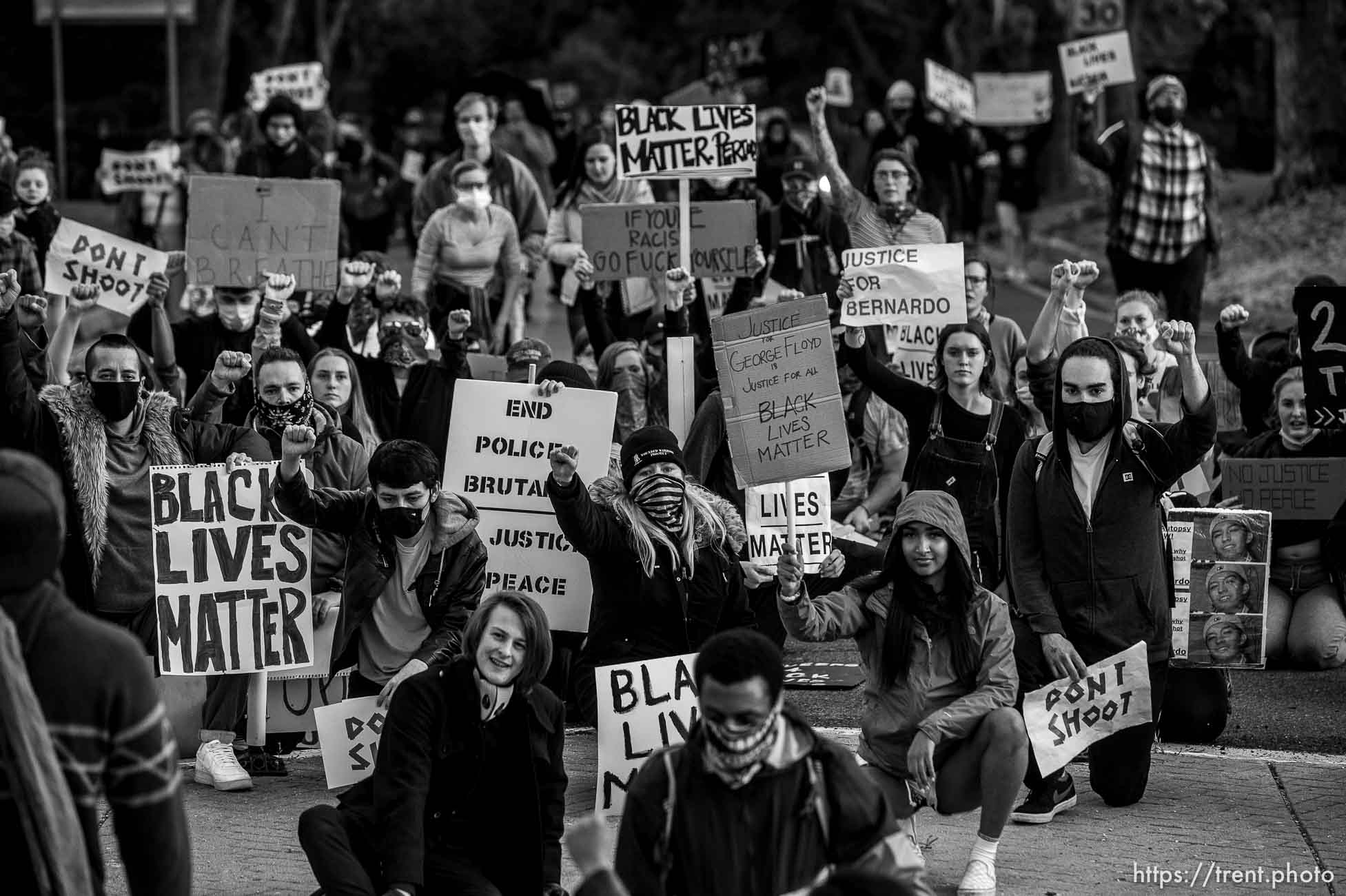 (Trent Nelson  |  The Salt Lake Tribune) Protesters march against police brutality in Salt Lake City on Sunday, June 7, 2020.