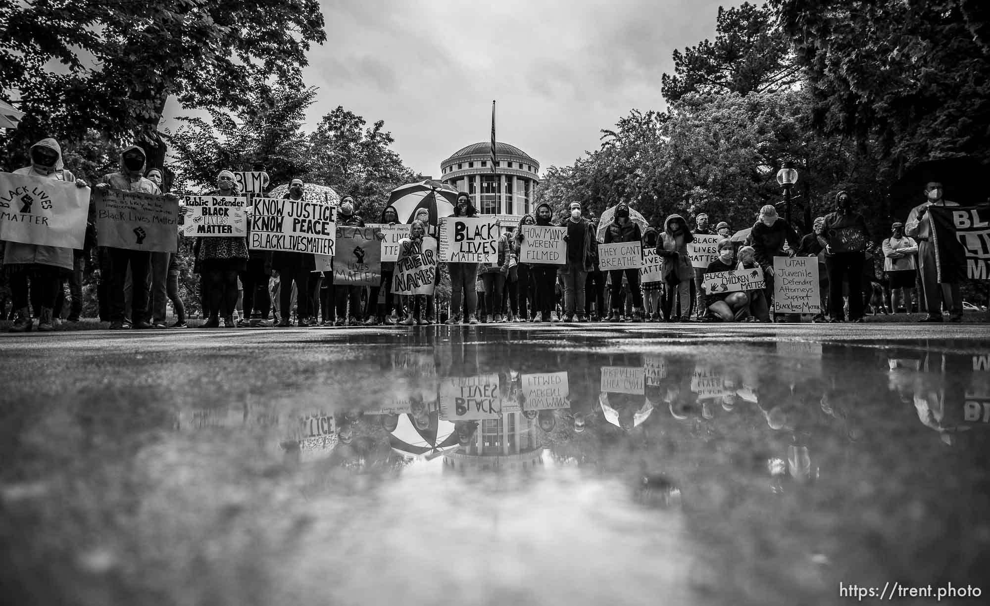 (Trent Nelson  |  The Salt Lake Tribune) Protesters calling for criminal justice reform gather at City Hall in Salt Lake City on Monday, June 8, 2020. Public defenders from across the country participated in Black Lives Matter protests, including this march hosted by the Salt Lake Legal Defender Association.