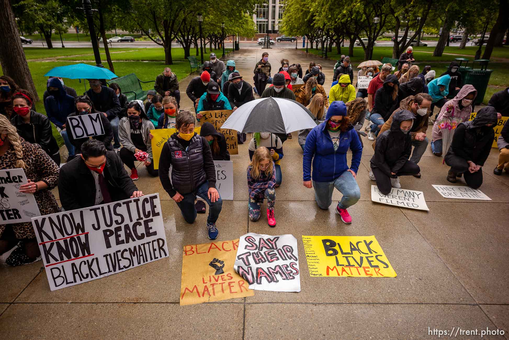 (Trent Nelson  |  The Salt Lake Tribune) Protesters calling for criminal justice reform gather at City Hall in Salt Lake City on Monday, June 8, 2020. Public defenders from across the country participated in Black Lives Matter protests, including this march hosted by the Salt Lake Legal Defender Association.