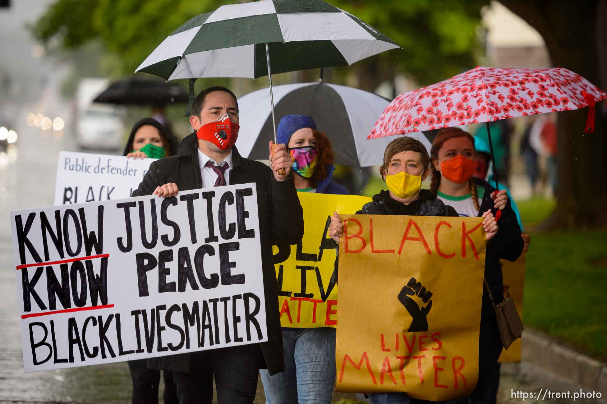 (Trent Nelson  |  The Salt Lake Tribune) Protesters calling for criminal justice reform march in Salt Lake City on Monday, June 8, 2020. Public defenders from across the country participated in Black Lives Matter protests, including this march hosted by the Salt Lake Legal Defender Association.