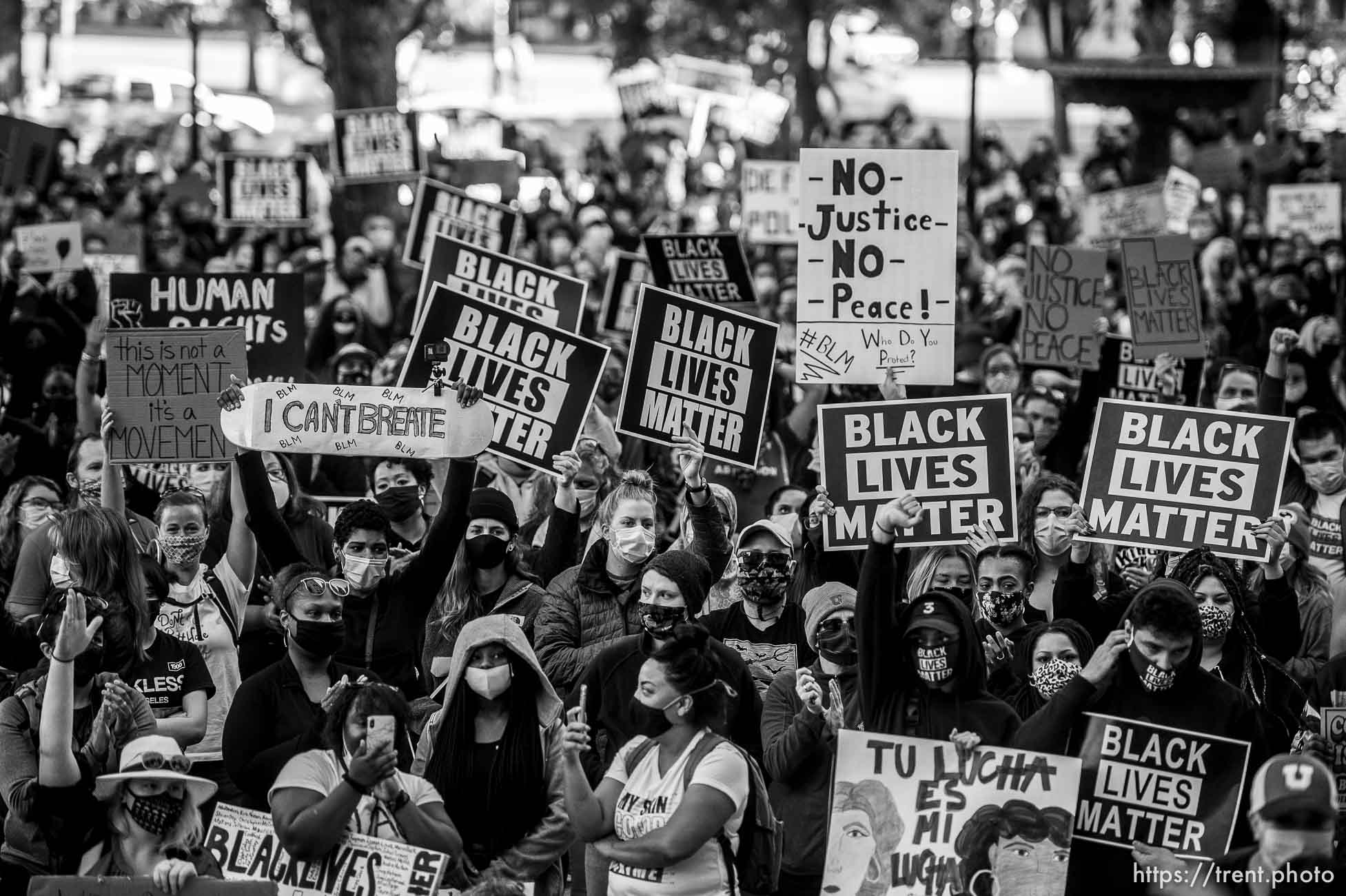 (Trent Nelson  |  The Salt Lake Tribune) Black Lives Matter protest at City Hall Salt Lake City on Wednesday, June 10, 2020.