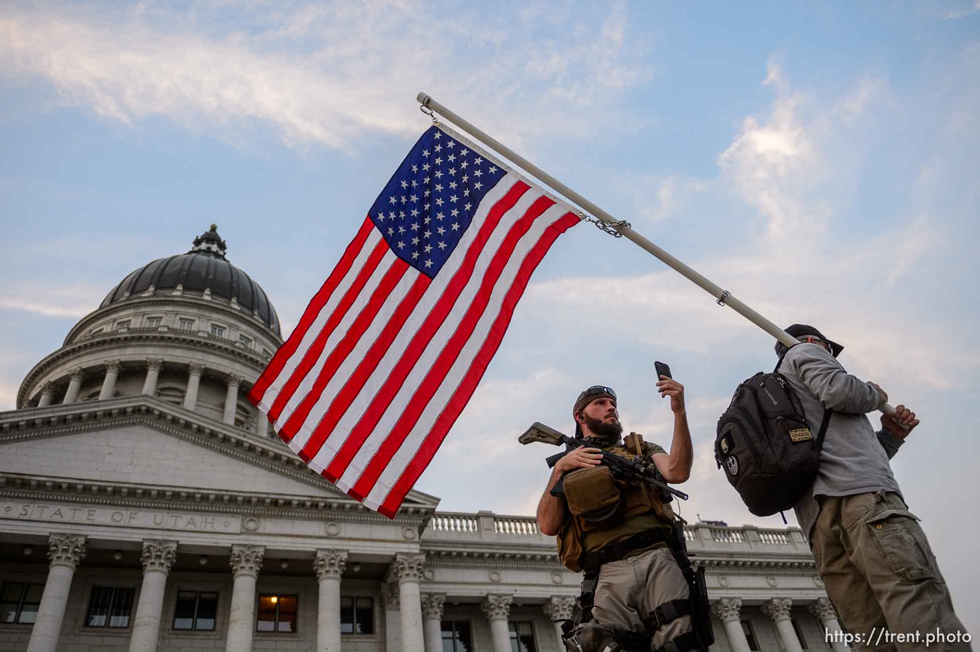 (Trent Nelson  |  The Salt Lake Tribune) A rally in support of police at the State Capitol in Salt Lake City on Saturday, Aug. 22, 2020.