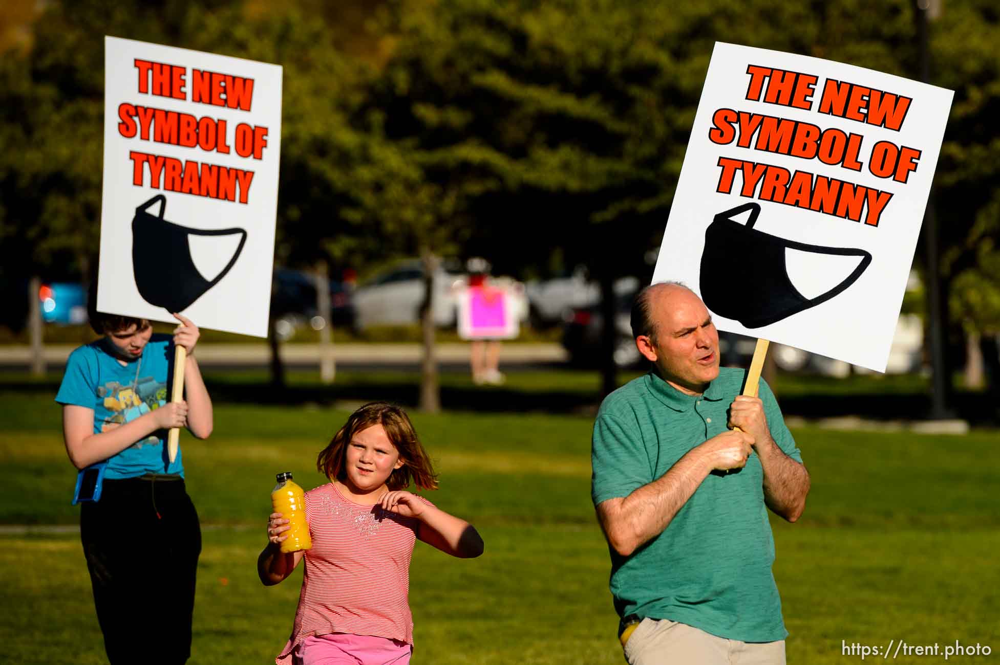 (Trent Nelson  |  The Salt Lake Tribune) A rally protesting government mask mandates at the State Capitol inSalt Lake City on Saturday, Sept. 5, 2020.