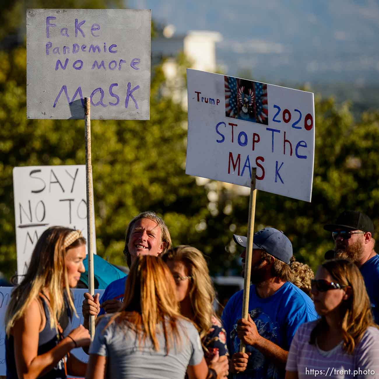 (Trent Nelson  |  The Salt Lake Tribune) A rally protesting government mask mandates at the State Capitol in Salt Lake City on Saturday, Sept. 5, 2020.