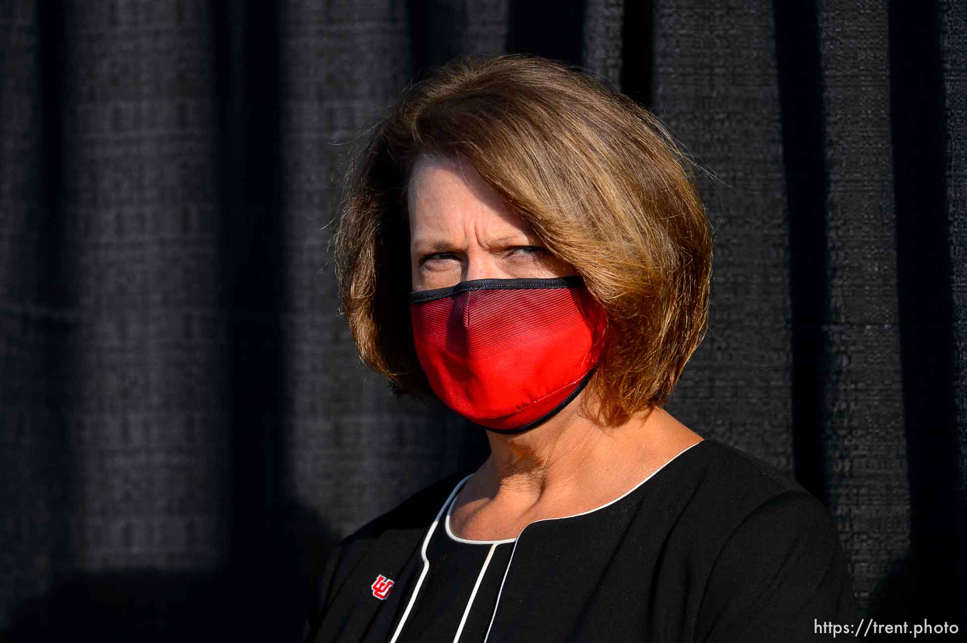 (Trent Nelson  |  The Salt Lake Tribune) University of Utah President Ruth Watkins at a news conference where the family of Lauren McCluskey announced a settlement of their lawsuit against the University of Utah, in Salt Lake City on Thursday, Oct. 22, 2020.