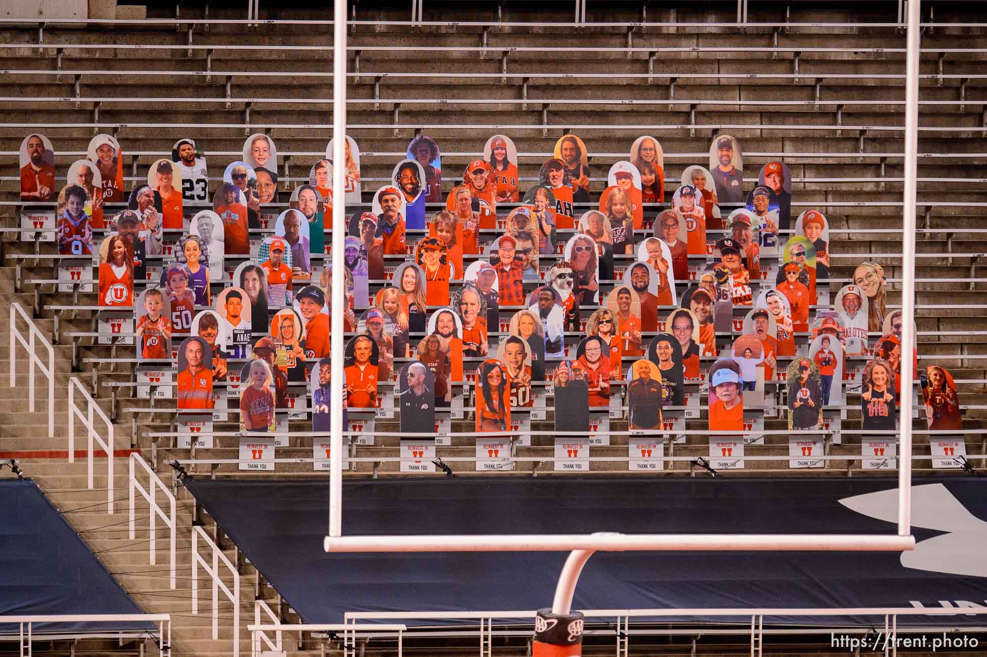 (Trent Nelson  |  The Salt Lake Tribune) cardboard fans, as the Utah Utes host the USC Trojans, NCAA football at Rice-Eccles Stadium in Salt Lake City on Saturday, Nov. 21, 2020.