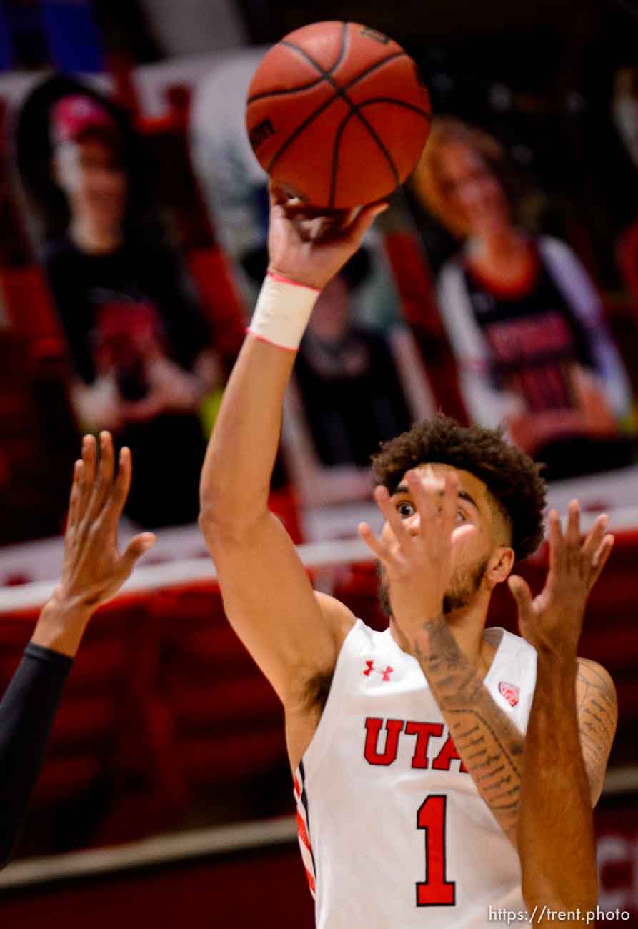 (Trent Nelson  |  The Salt Lake Tribune) Utah's Timmy Allen as Utah hosts Washington, NCAA basketball in Salt Lake City on Thursday, Dec. 3, 2020.