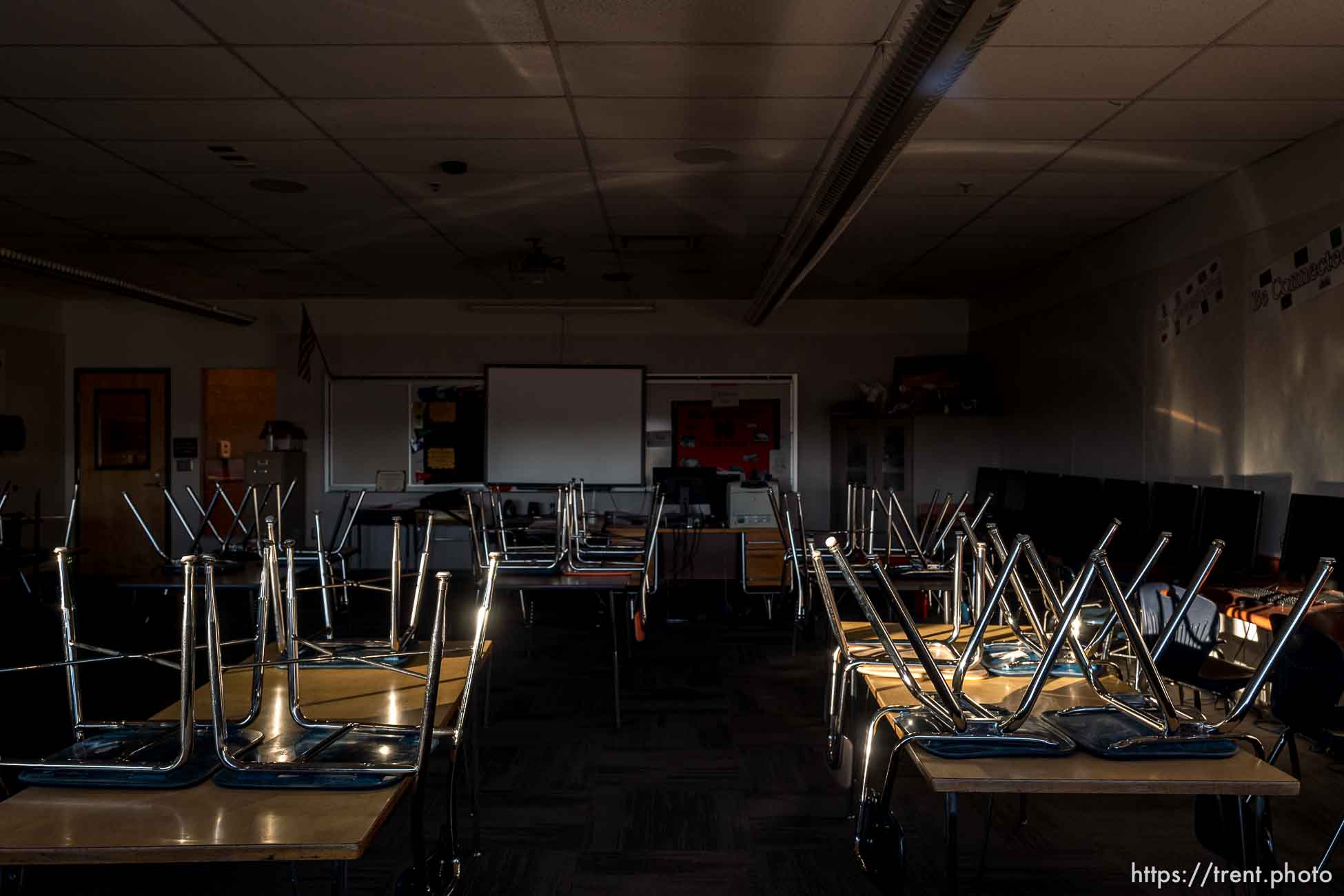 (Trent Nelson  |  The Salt Lake Tribune) An empty classroom at Northwest Middle School in Salt Lake City on Friday, Dec. 4, 2020.