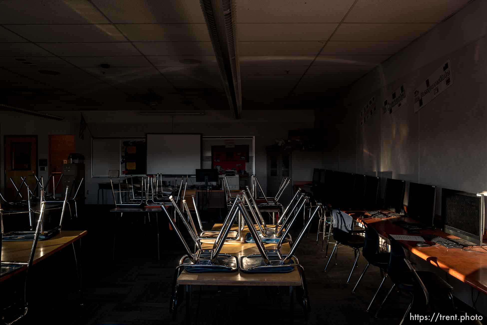 (Trent Nelson  |  The Salt Lake Tribune) An empty classroom at Northwest Middle School in Salt Lake City on Friday, Dec. 4, 2020.