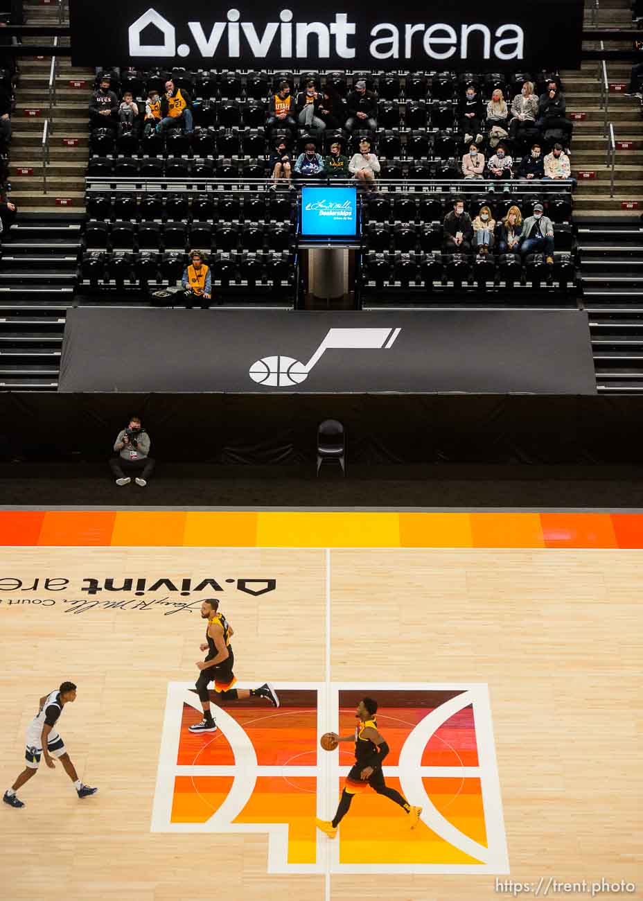 (Trent Nelson  |  The Salt Lake Tribune) A limited number of fans watch the Utah Jazz host the Minnesota Timberwolves, NBA basketball at Vivint Smart Home Arena in Salt Lake City on Saturday, Dec. 26, 2020.