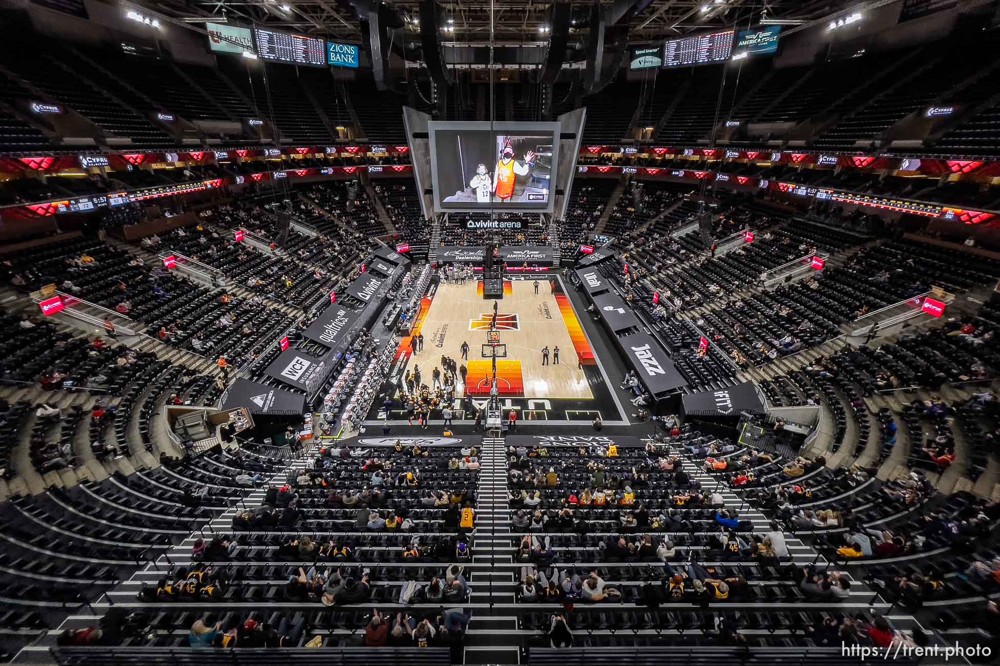 (Trent Nelson  |  The Salt Lake Tribune) A limited number of fans watch the Utah Jazz host the Minnesota Timberwolves, NBA basketball at Vivint Smart Home Arena in Salt Lake City on Saturday, Dec. 26, 2020.