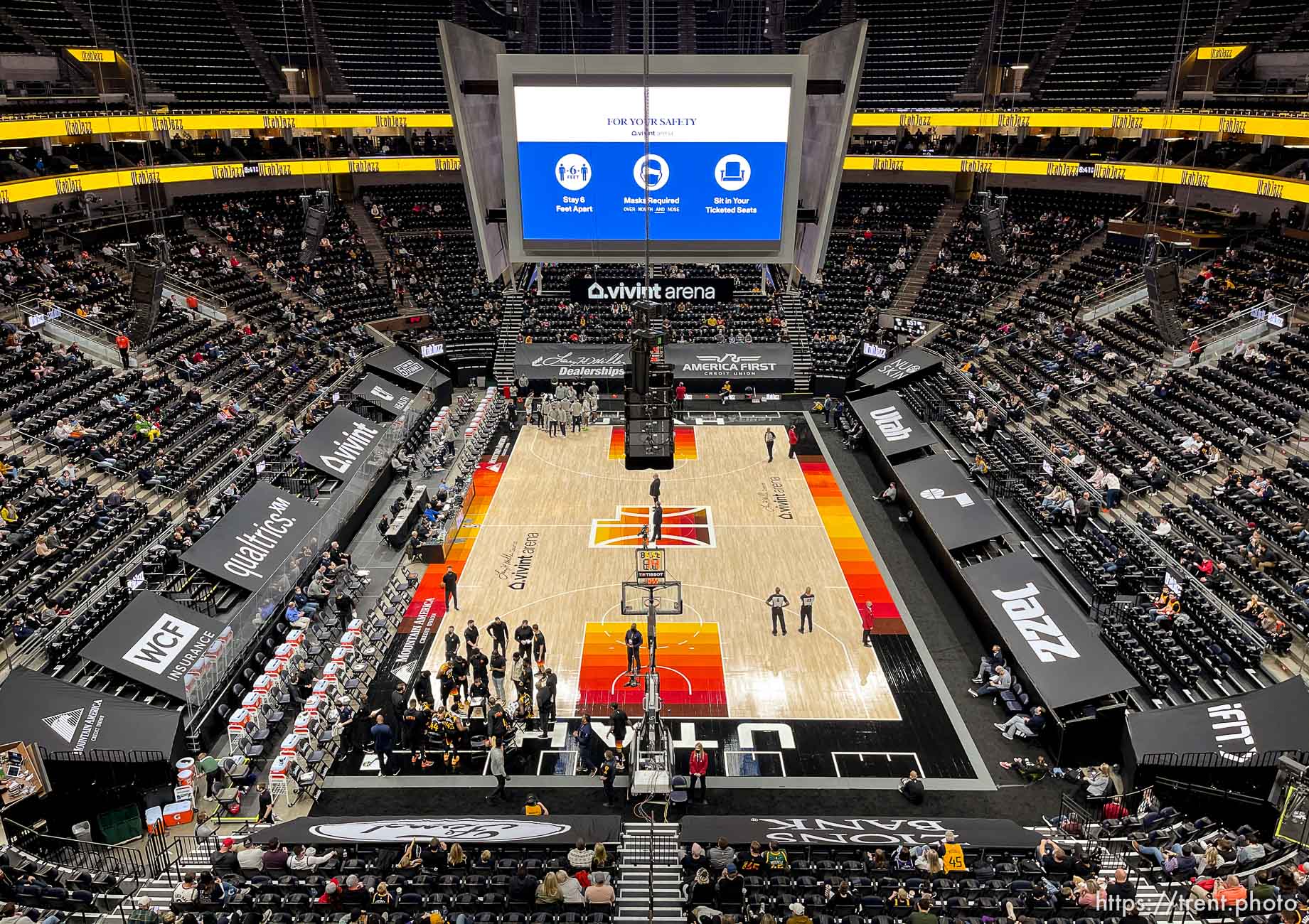 (Trent Nelson  |  The Salt Lake Tribune) A limited number of fans watch the Utah Jazz host the Minnesota Timberwolves, NBA basketball at Vivint Smart Home Arena in Salt Lake City on Saturday, Dec. 26, 2020.