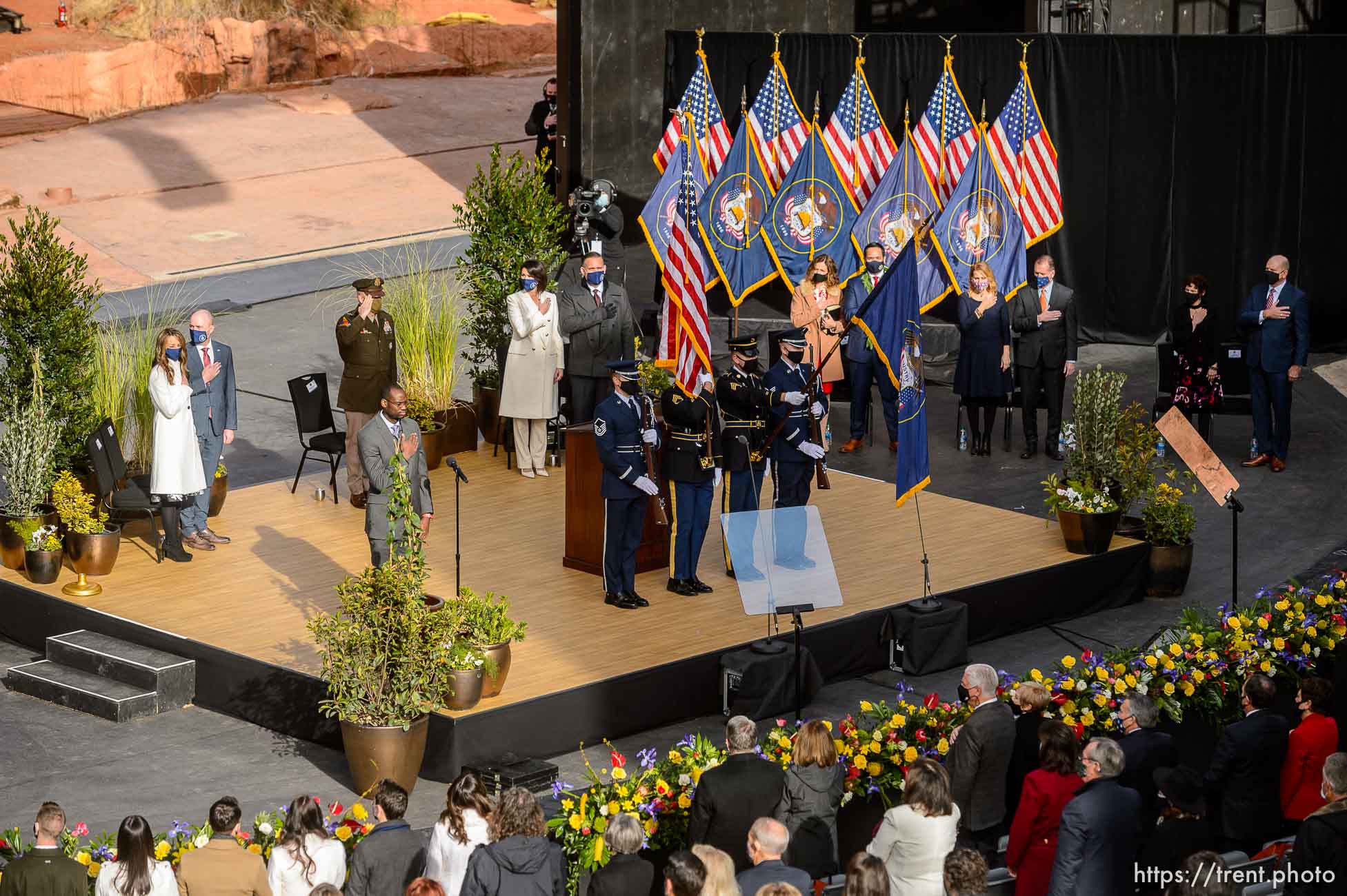 (Trent Nelson  |  The Salt Lake Tribune) The inauguration of Spencer Cox as Utah's 18th Governor at Tuacahn Center for the Arts in Ivins on Monday, Jan. 4, 2021.