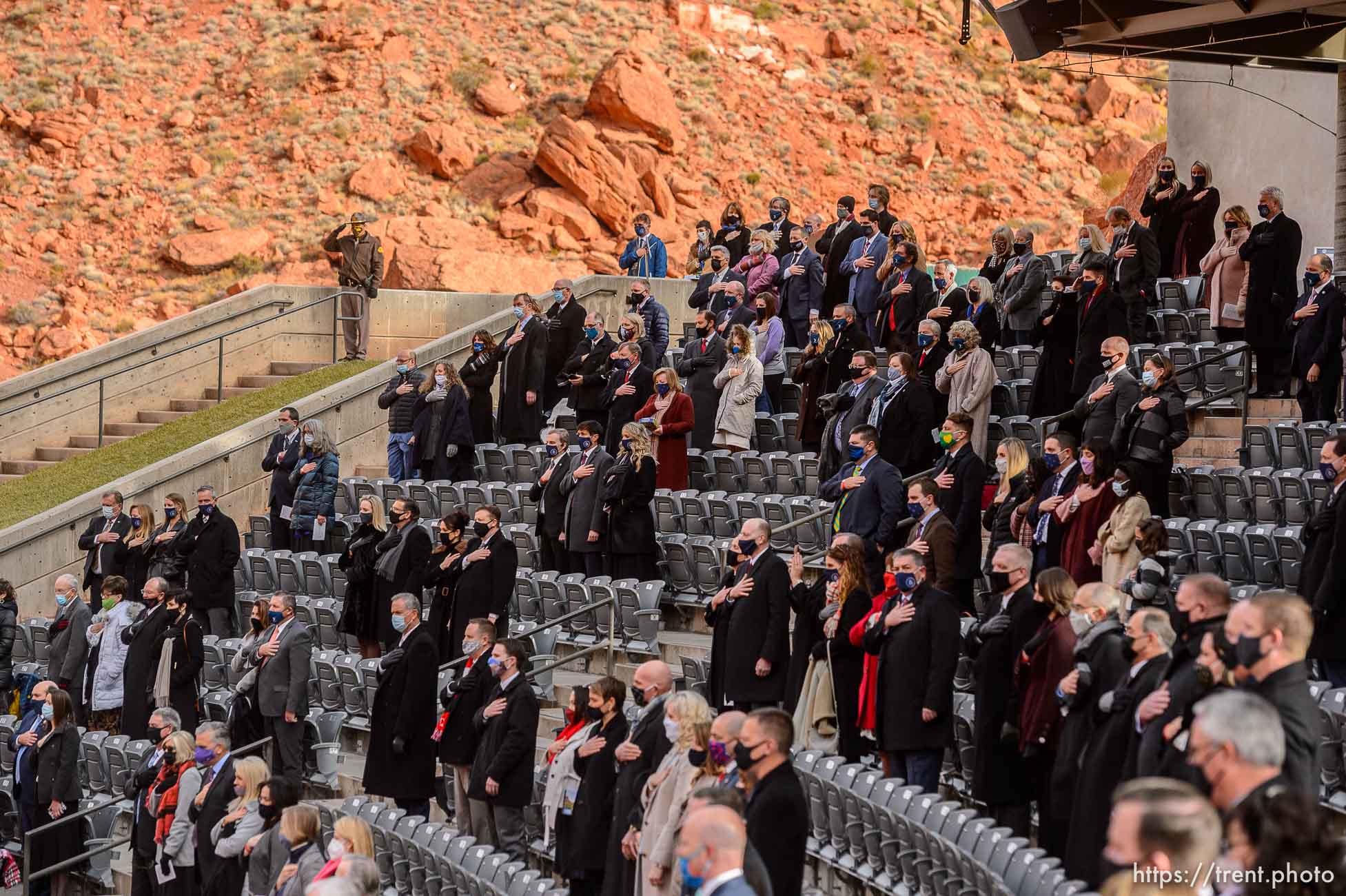 (Trent Nelson  |  The Salt Lake Tribune) The inauguration of Spencer Cox as Utah's 18th Governor at Tuacahn Center for the Arts in Ivins on Monday, Jan. 4, 2021.