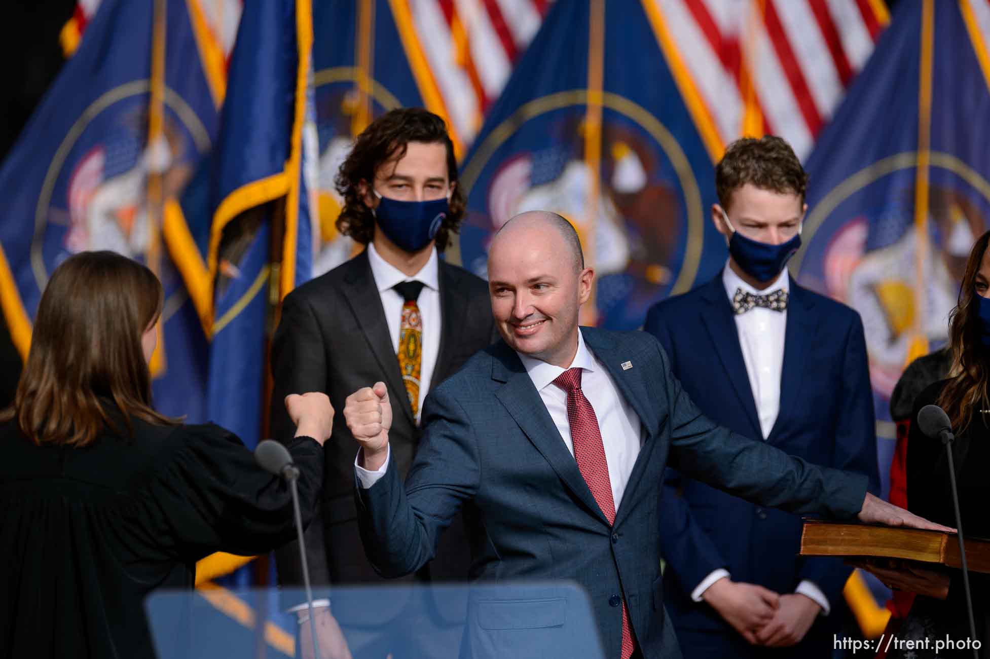 (Trent Nelson  |  The Salt Lake Tribune) The inauguration of Spencer Cox as Utah's 18th Governor at Tuacahn Center for the Arts in Ivins on Monday, Jan. 4, 2021.