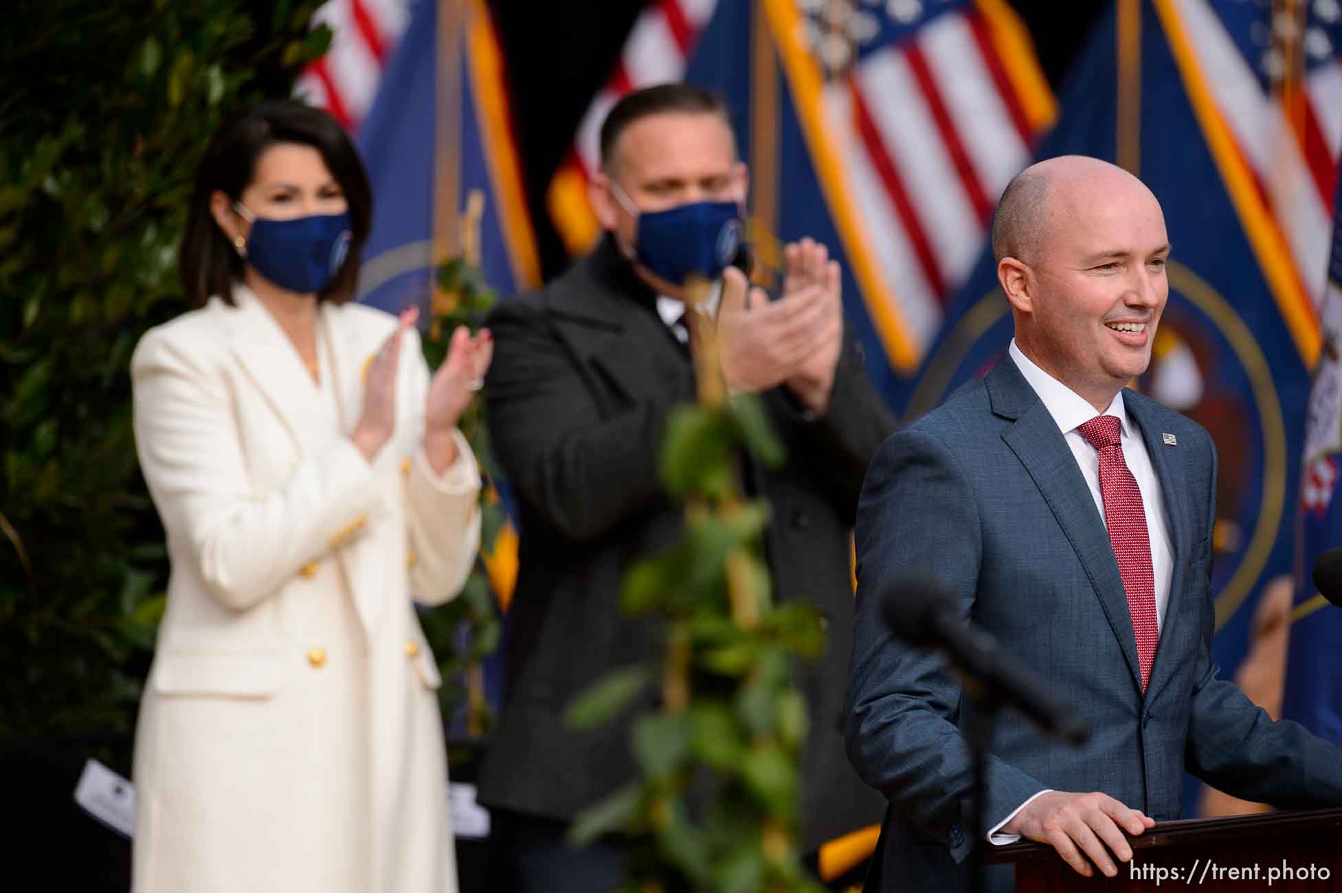 (Trent Nelson  |  The Salt Lake Tribune) The inauguration of Spencer Cox as Utah's 18th Governor at Tuacahn Center for the Arts in Ivins on Monday, Jan. 4, 2021.