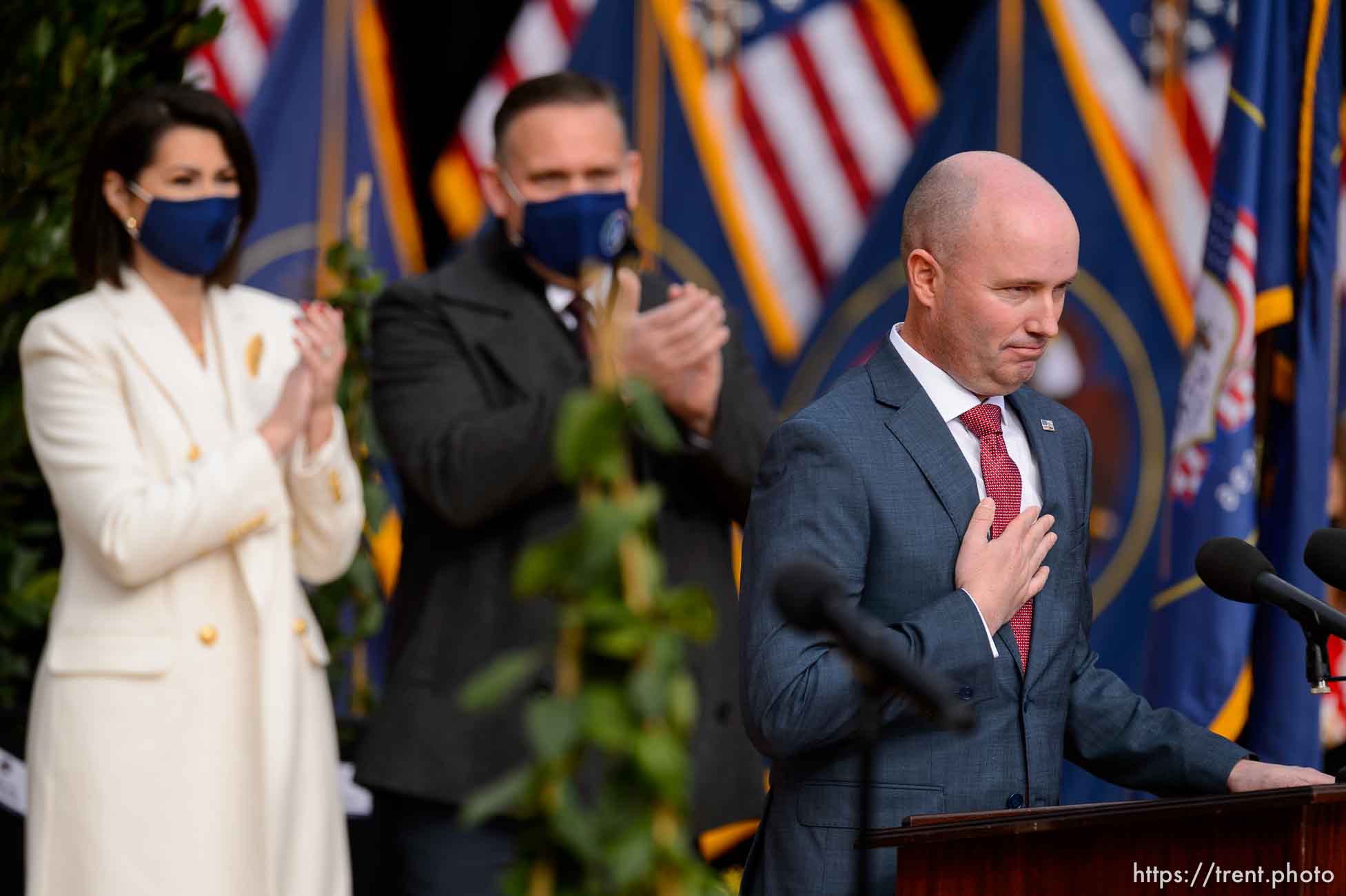 (Trent Nelson  |  The Salt Lake Tribune) The inauguration of Spencer Cox as Utah's 18th Governor at Tuacahn Center for the Arts in Ivins on Monday, Jan. 4, 2021.