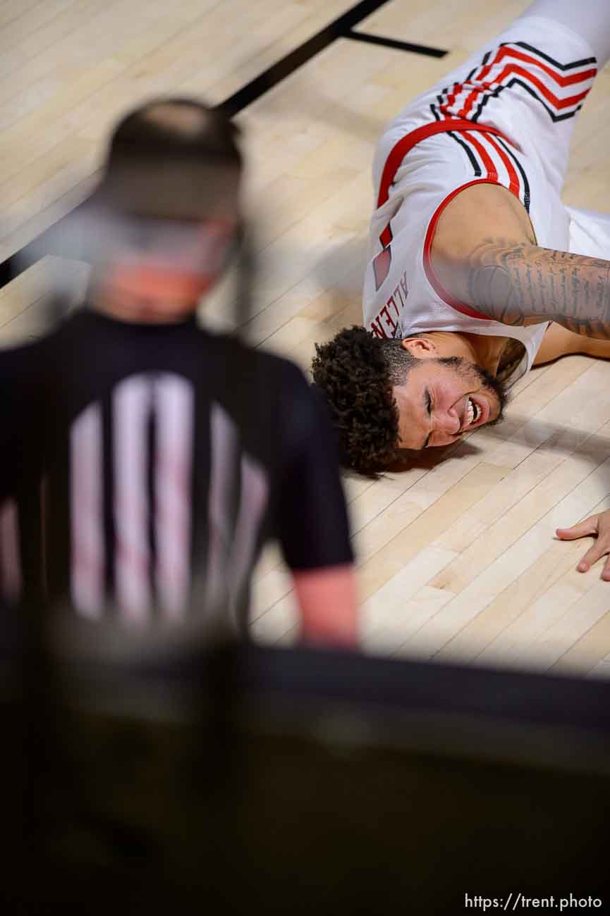 (Trent Nelson  |  The Salt Lake Tribune) Utah Utes forward Timmy Allen (1) as Utah hosts Colorado, NCAA basketball in Salt Lake City on Monday, Jan. 11, 2021.