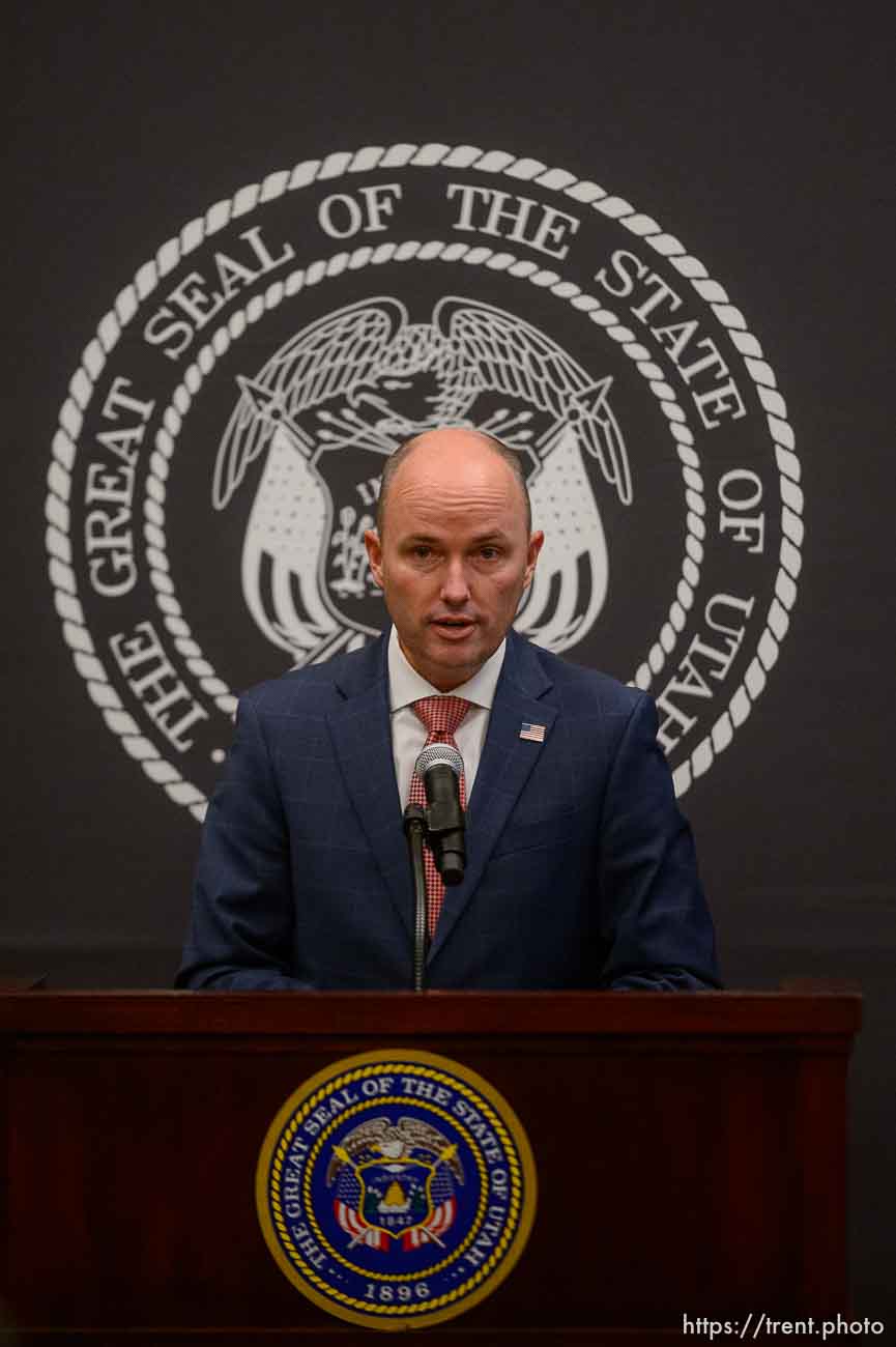 (Trent Nelson  |  The Salt Lake Tribune) Gov. Spencer Cox speaks at a news conference in Salt Lake City on Thursday, Jan. 14, 2021.