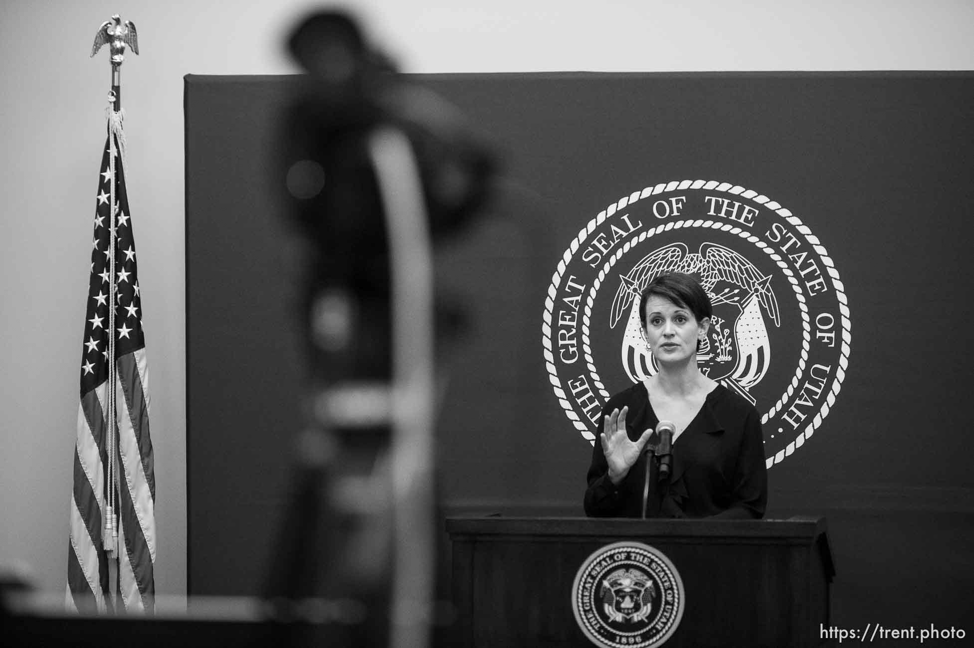 (Trent Nelson  |  The Salt Lake Tribune) Dr. Angela Dunn speaks at a news conference in Salt Lake City on Thursday, Jan. 14, 2021.