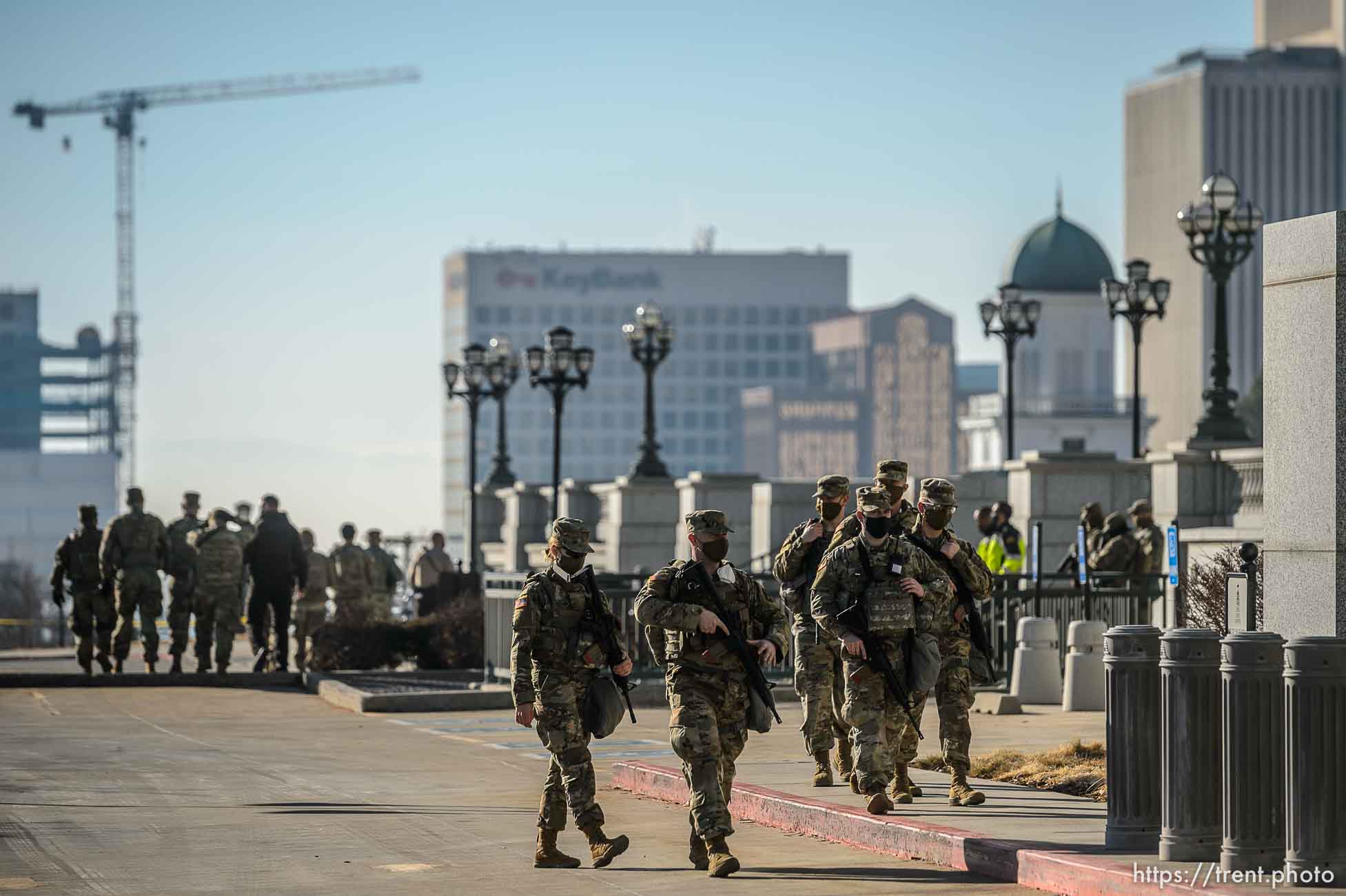 (Trent Nelson  |  The Salt Lake Tribune) National Guard troops at the state Capitol in Salt Lake City on Sunday, Jan. 17, 2021.