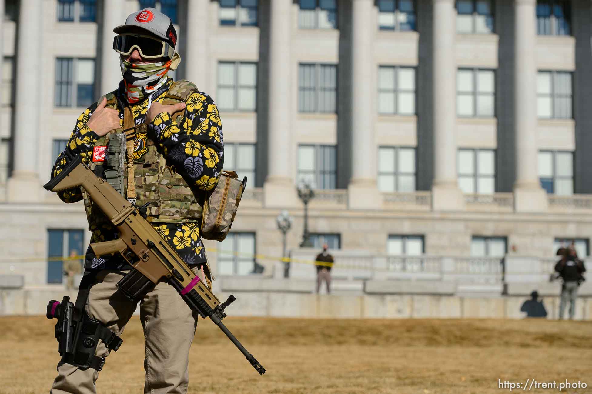 (Trent Nelson  |  The Salt Lake Tribune) A member of the Bois of Liberty at the state Capitol in Salt Lake City on Sunday, Jan. 17, 2021.