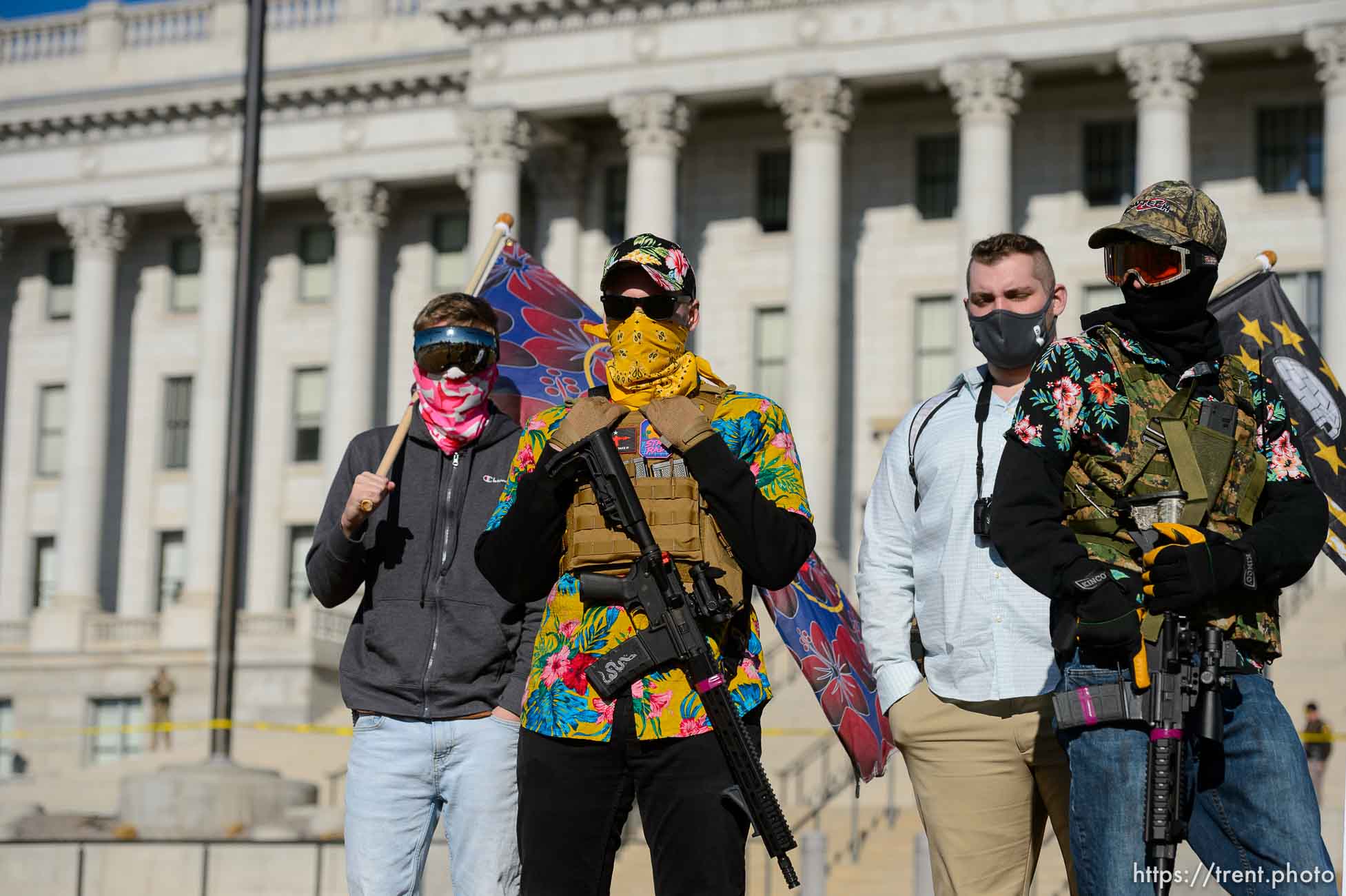 (Trent Nelson  |  The Salt Lake Tribune) Members of the Bois of Liberty at the state Capitol in Salt Lake City on Sunday, Jan. 17, 2021.