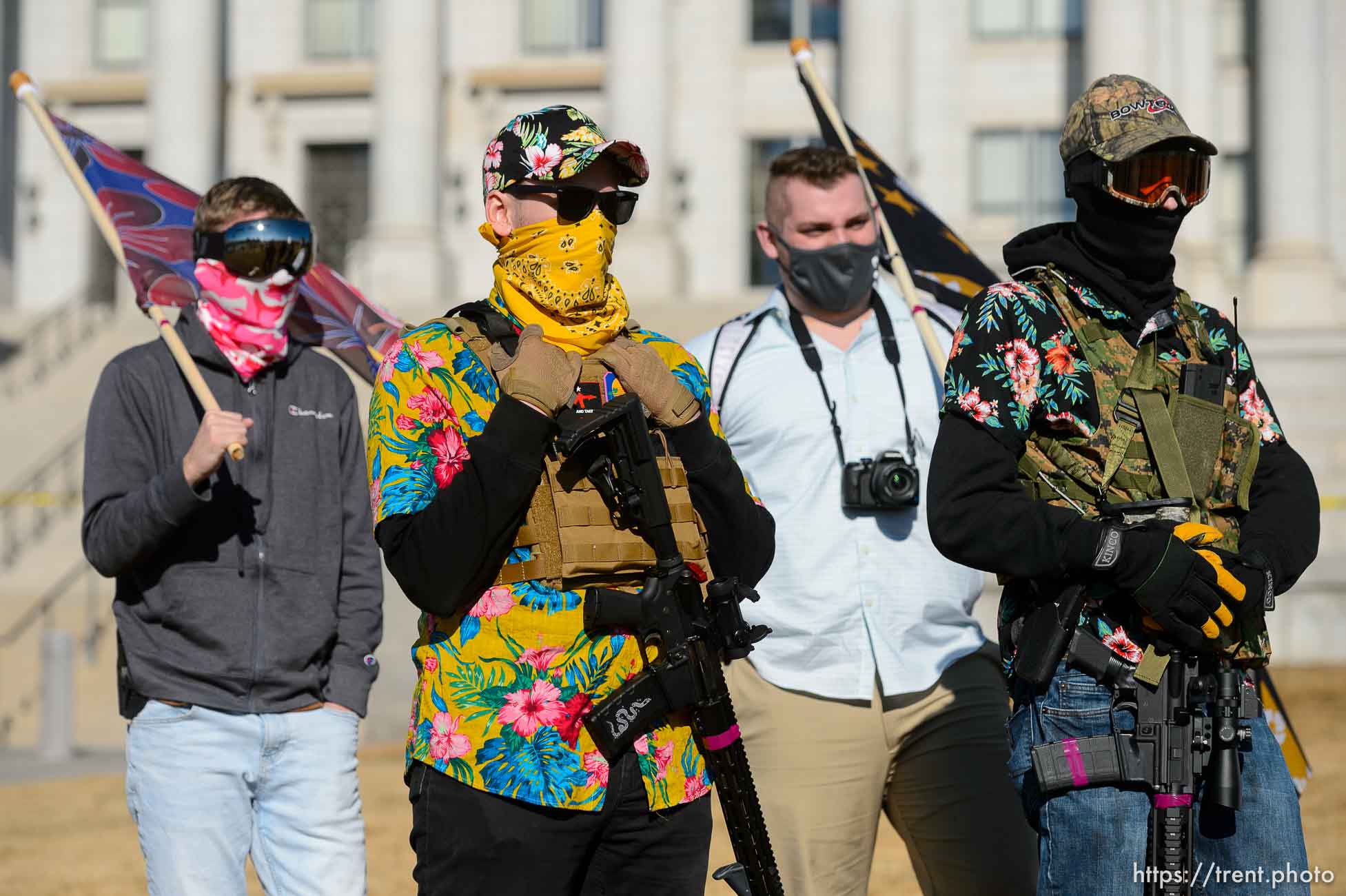 (Trent Nelson  |  The Salt Lake Tribune) Members of the Bois of Liberty at the state Capitol in Salt Lake City on Sunday, Jan. 17, 2021.