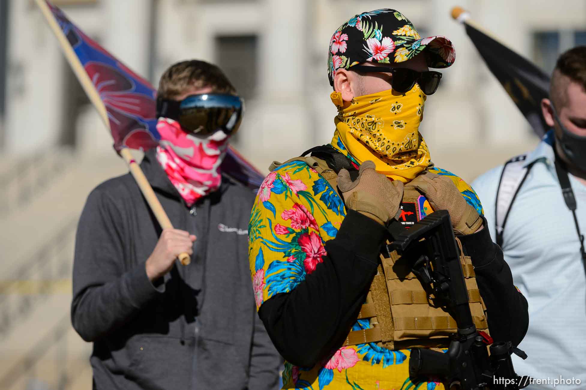 (Trent Nelson  |  The Salt Lake Tribune) Members of the Bois of Liberty at the state Capitol in Salt Lake City on Sunday, Jan. 17, 2021.