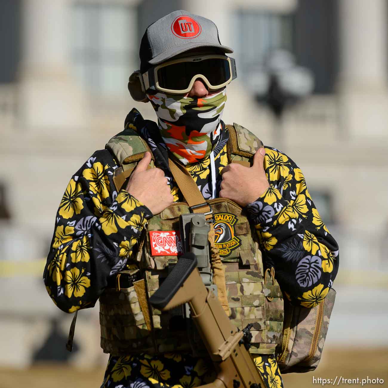 (Trent Nelson  |  The Salt Lake Tribune) A member of the Bois of Liberty at the state Capitol in Salt Lake City on Sunday, Jan. 17, 2021.