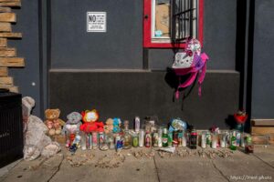 (Trent Nelson  |  The Salt Lake Tribune) A memorial in front of Corner Stop in Salt Lake City on Monday, Feb. 1, 2021.