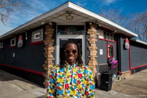 (Trent Nelson  |  The Salt Lake Tribune) Cordero Curtis in front of his market, Corner Stop, in Salt Lake City on Monday, Feb. 1, 2021.