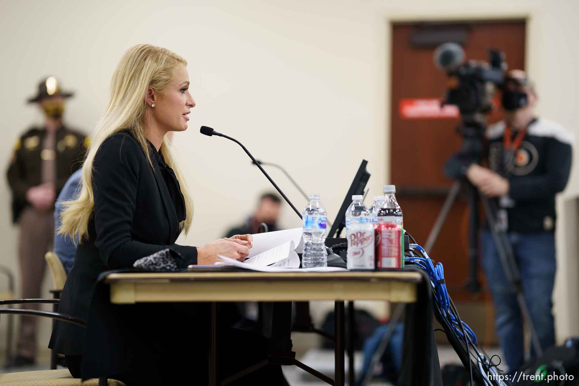 (Trent Nelson  |  The Salt Lake Tribune) Paris Hilton recounts her experiences as a teenager at Provo Canyon School during a hearing on SB-127 to the Senate Judiciary, Law Enforcement, and Criminal Justice Standing Committee in Salt Lake City on Monday, Feb. 8, 2021.