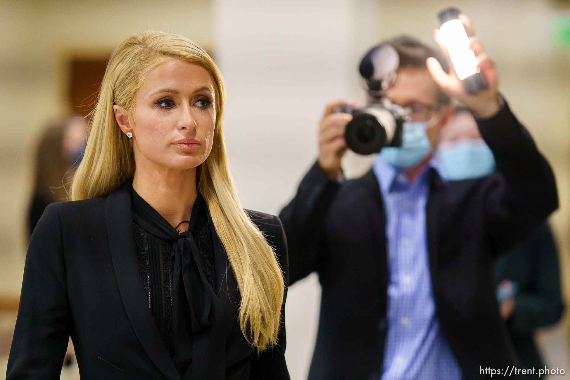 (Trent Nelson  |  The Salt Lake Tribune) Paris Hilton after speaking on SB-127 to the Senate Judiciary, Law Enforcement, and Criminal Justice Standing Committee in Salt Lake City on Monday, Feb. 8, 2021.