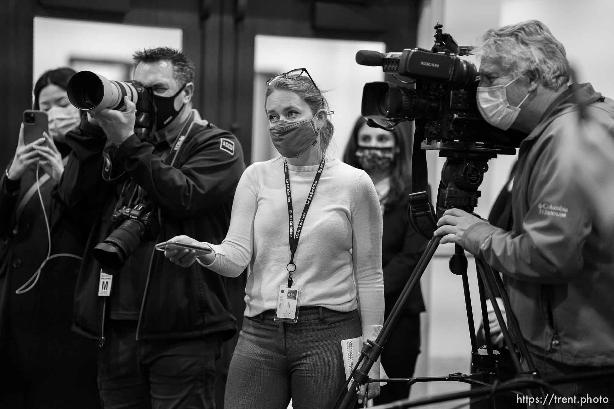 (Trent Nelson  |  The Salt Lake Tribune) Paris Hilton after speaking on SB-127 to the Senate Judiciary, Law Enforcement, and Criminal Justice Standing Committee in Salt Lake City on Monday, Feb. 8, 2021. Jessica Miller