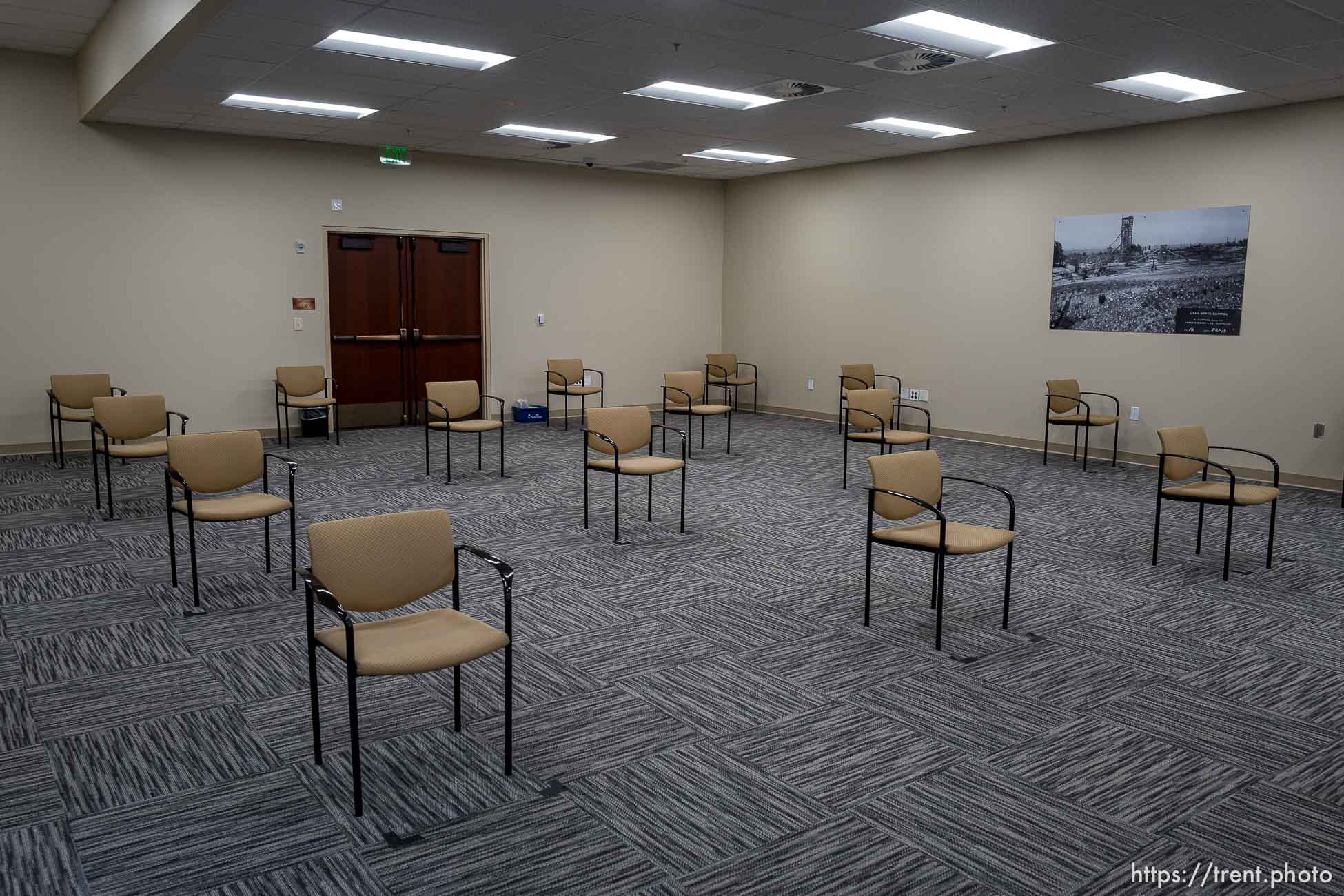 (Trent Nelson  |  The Salt Lake Tribune) COVID spacing in preparation for hearing on SB-127 to the Senate Judiciary, Law Enforcement, and Criminal Justice Standing Committee in Salt Lake City on Monday, Feb. 8, 2021.