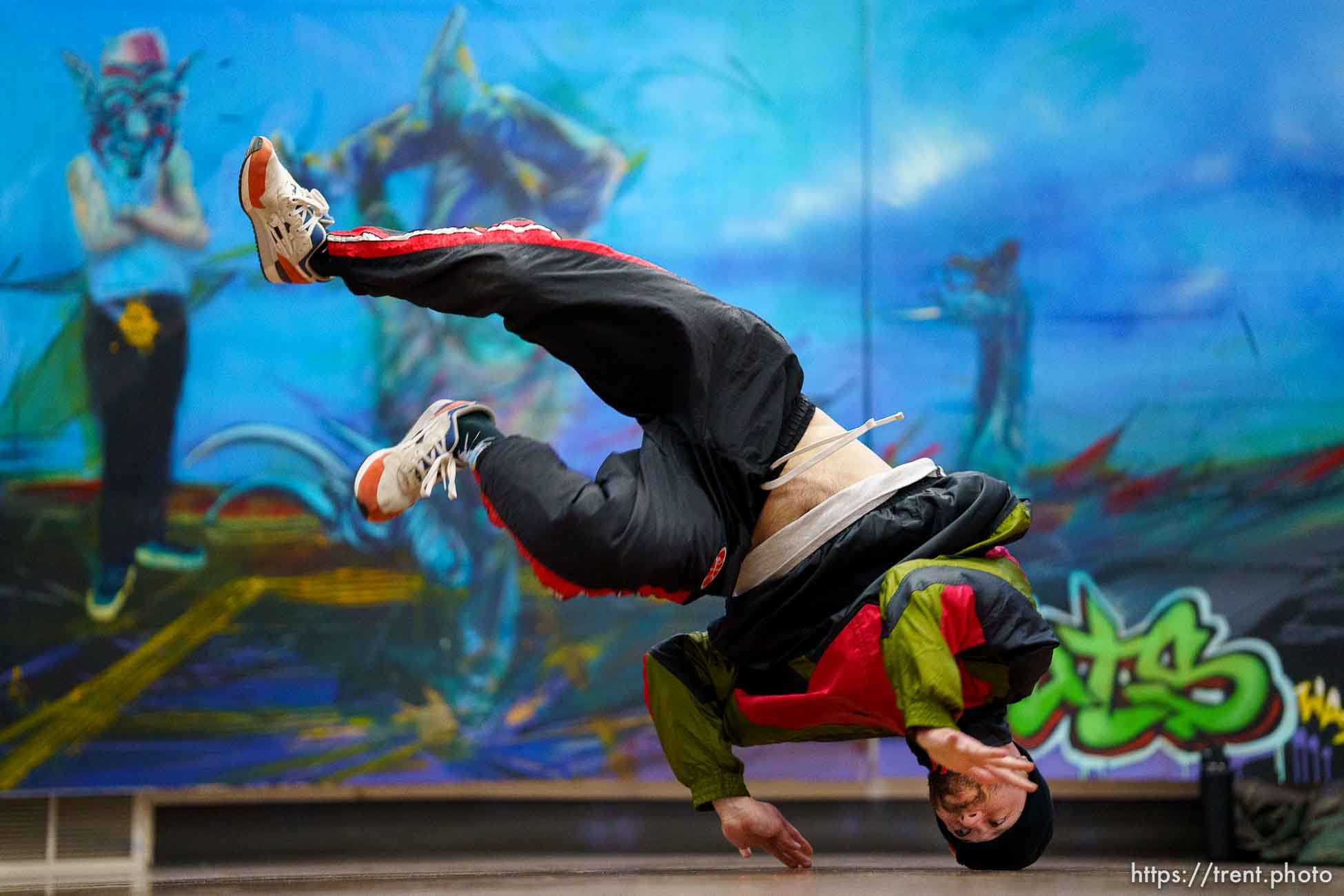 (Trent Nelson  |  The Salt Lake Tribune) Max Crebs breaking at the HERC Hip Hop Education Center in Salt Lake City on Monday, Feb. 15, 2021.