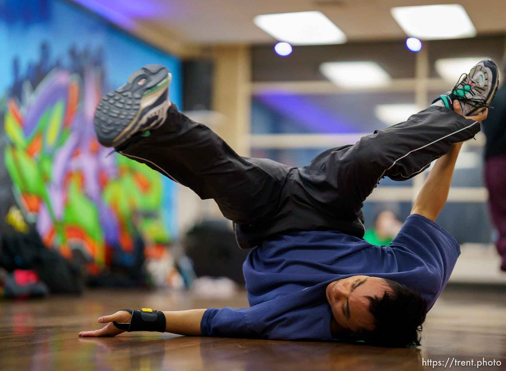 (Trent Nelson  |  The Salt Lake Tribune) Samnang Heng breaking at the HERC Hip Hop Education Center in Salt Lake City on Monday, Feb. 15, 2021.