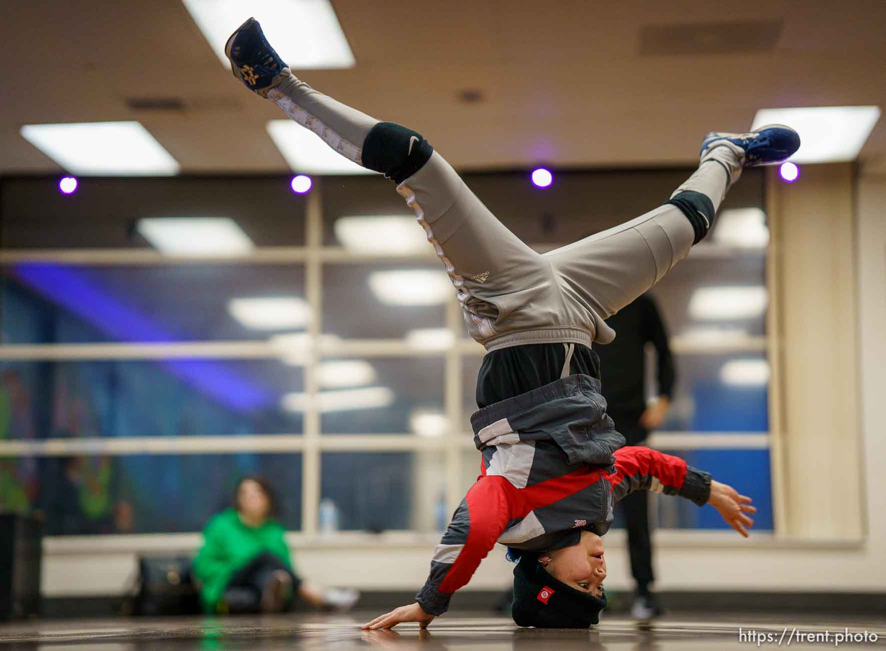 (Trent Nelson  |  The Salt Lake Tribune) Katie Hall breaking at the HERC Hip Hop Education Center in Salt Lake City on Monday, Feb. 15, 2021.