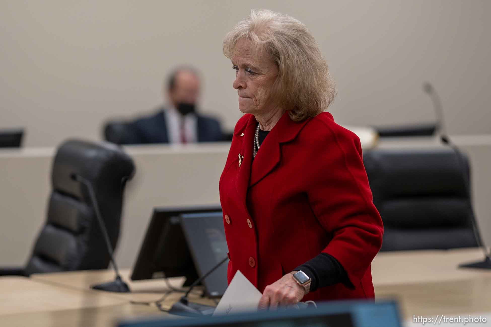 (Trent Nelson | The Salt Lake Tribune) Gayle Ruzicka during a hearing on HB302, a controversial bill on transgender athletics, by the Senate Health and Human Services Standing Committee at the state Capitol in Salt Lake City on Wednesday, Feb. 24, 2021.