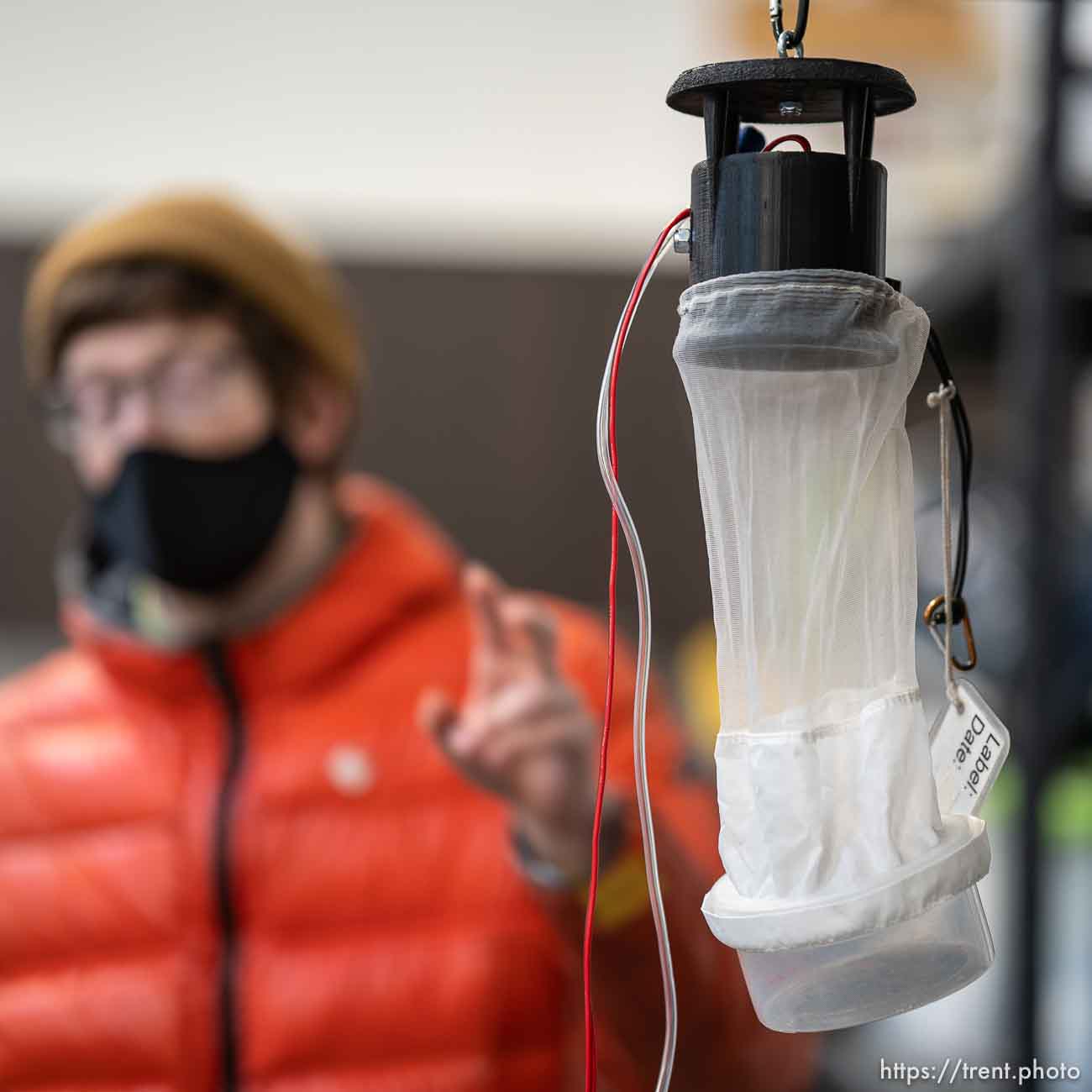 (Trent Nelson  |  The Salt Lake Tribune) Christian Weinrich, biologist, with a mosquito trap at the Salt Lake City Mosquito Abatement District's facility on Thursday, Feb. 25, 2021.