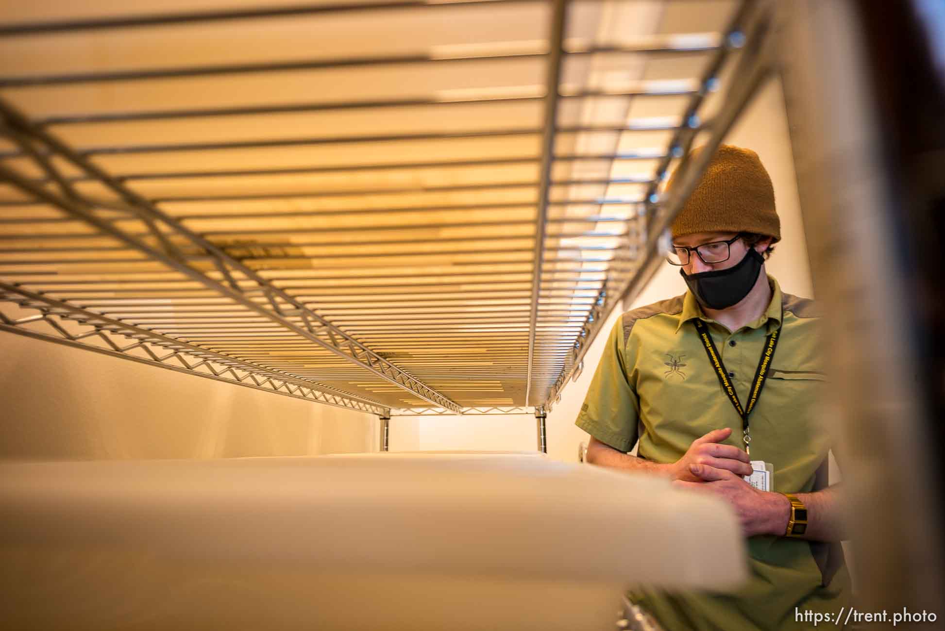 (Trent Nelson  |  The Salt Lake Tribune) Christian Weinrich, biologist, in a lab at the Salt Lake City Mosquito Abatement District's facility on Thursday, Feb. 25, 2021.