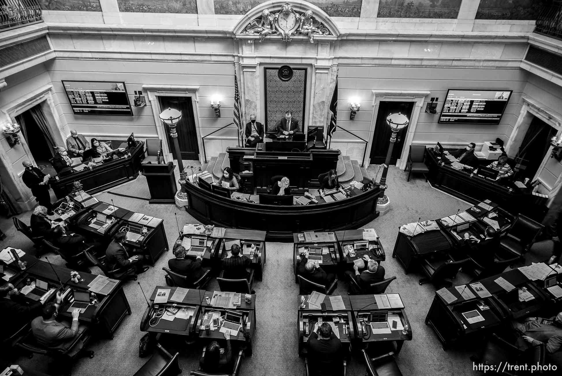 (Trent Nelson  |  The Salt Lake Tribune) senate chamber the state Capitol in Salt Lake City on Tuesday, March 2, 2021.