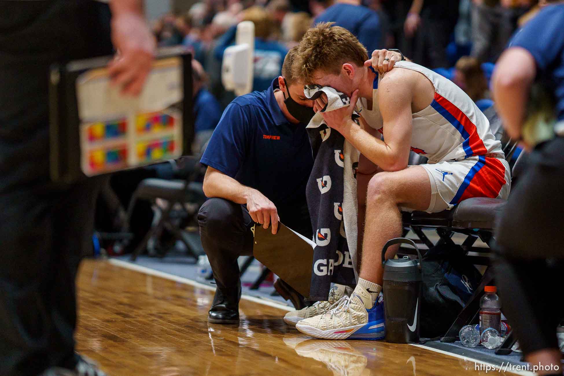 (Trent Nelson  |  The Salt Lake Tribune) Timpview vs Farmington, high school basketball semifinals, in Taylorsville on Friday, March 5, 2021. Josh Hansen