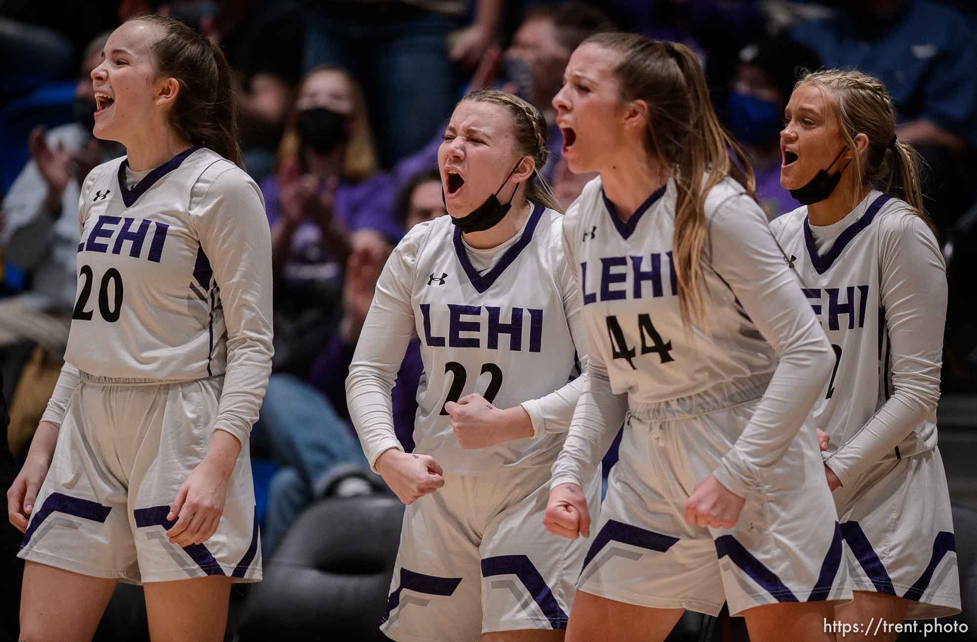 (Trent Nelson  |  The Salt Lake Tribune) Lehi vs Sproingville, high school basketball semifinals, in Taylorsville on Friday, March 5, 2021.