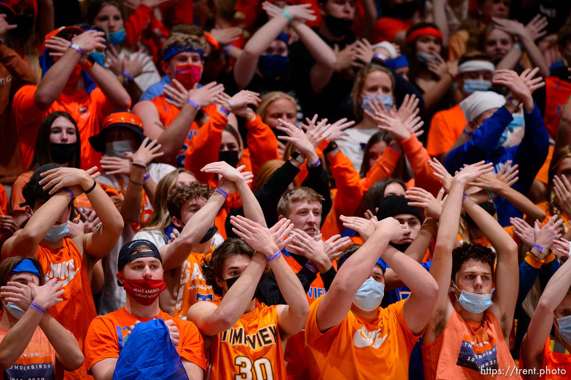 (Trent Nelson  |  The Salt Lake Tribune) Timpview vs Farmington, high school basketball semifinals, in Taylorsville on Friday, March 5, 2021.